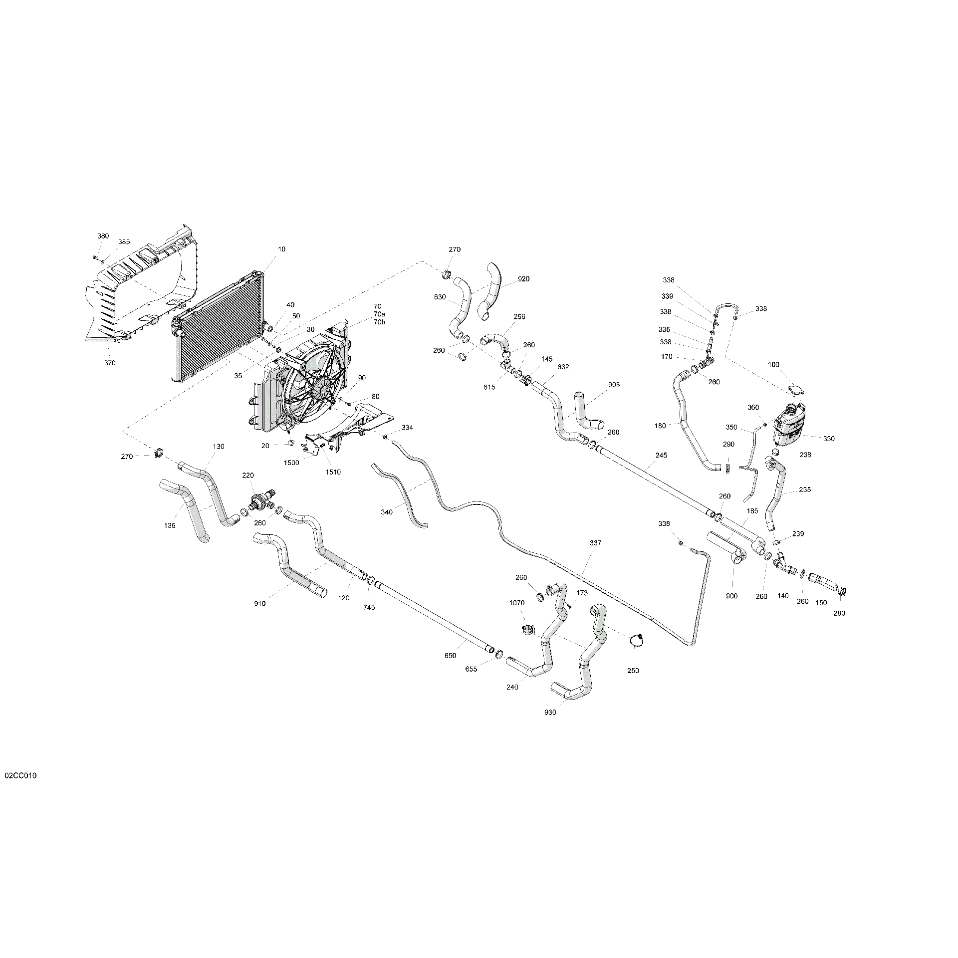 An Image of a Genuine Can-Am Parts Schematic Diagram showing the schematic - ENGINE - COOLING