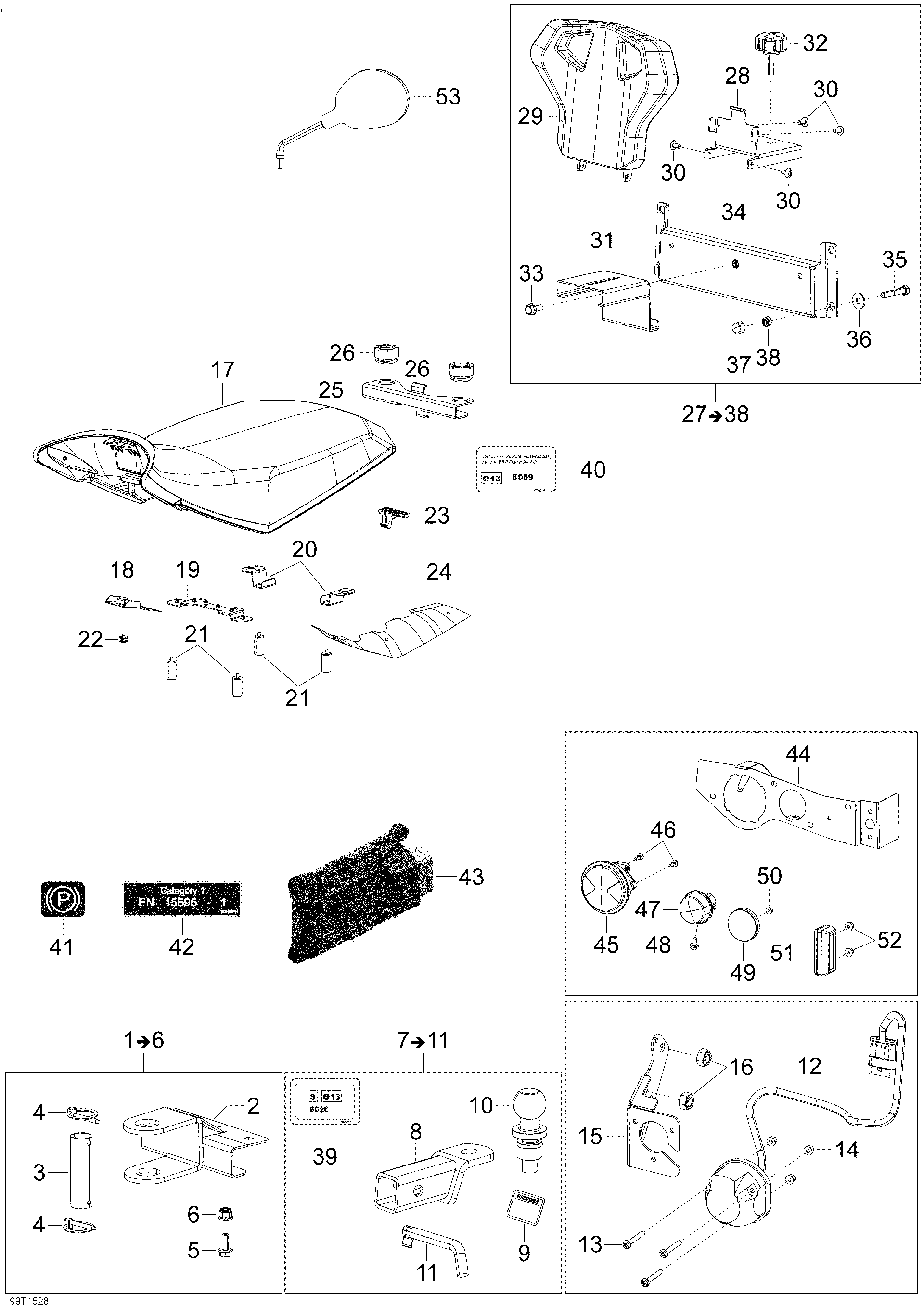 An Image of a Genuine Can-Am Parts Schematic Diagram showing the schematic - T3 PARTS _99T1528