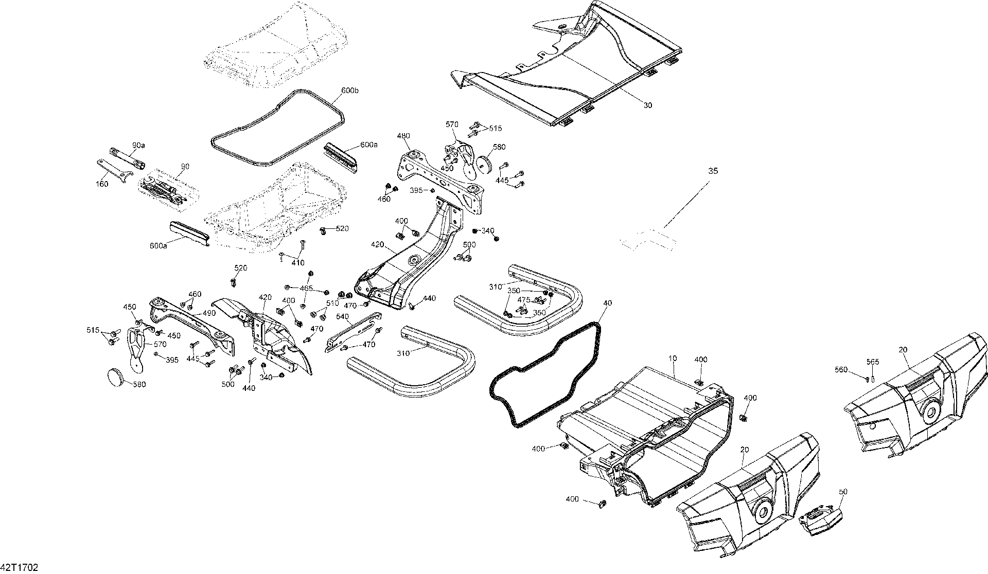 An Image of a Genuine Can-Am Parts Schematic Diagram showing the schematic - REAR CARGO BOX - ALL MODELS