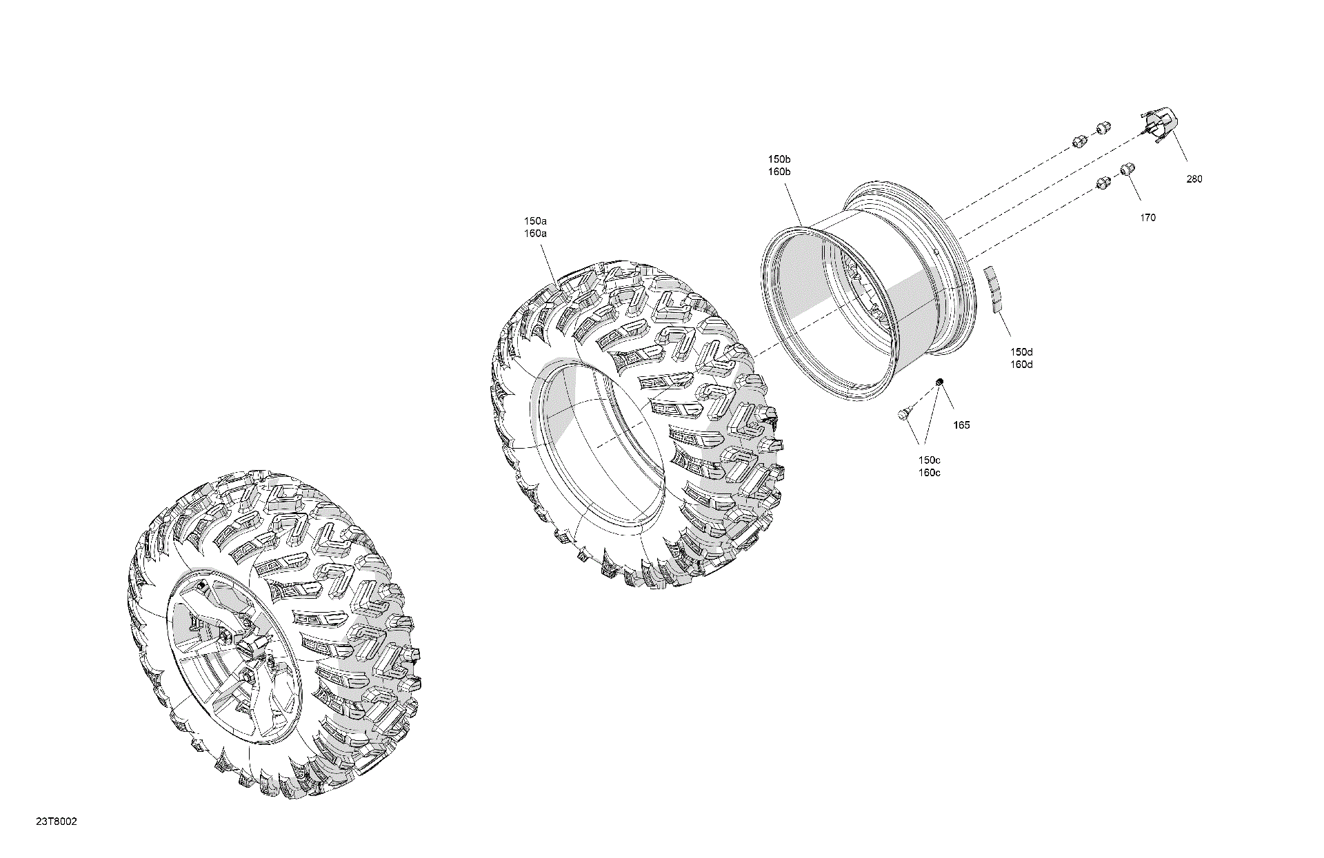 An Image of a Genuine Can-Am Parts Schematic Diagram showing the schematic - DRIVE - REAR WHEELS