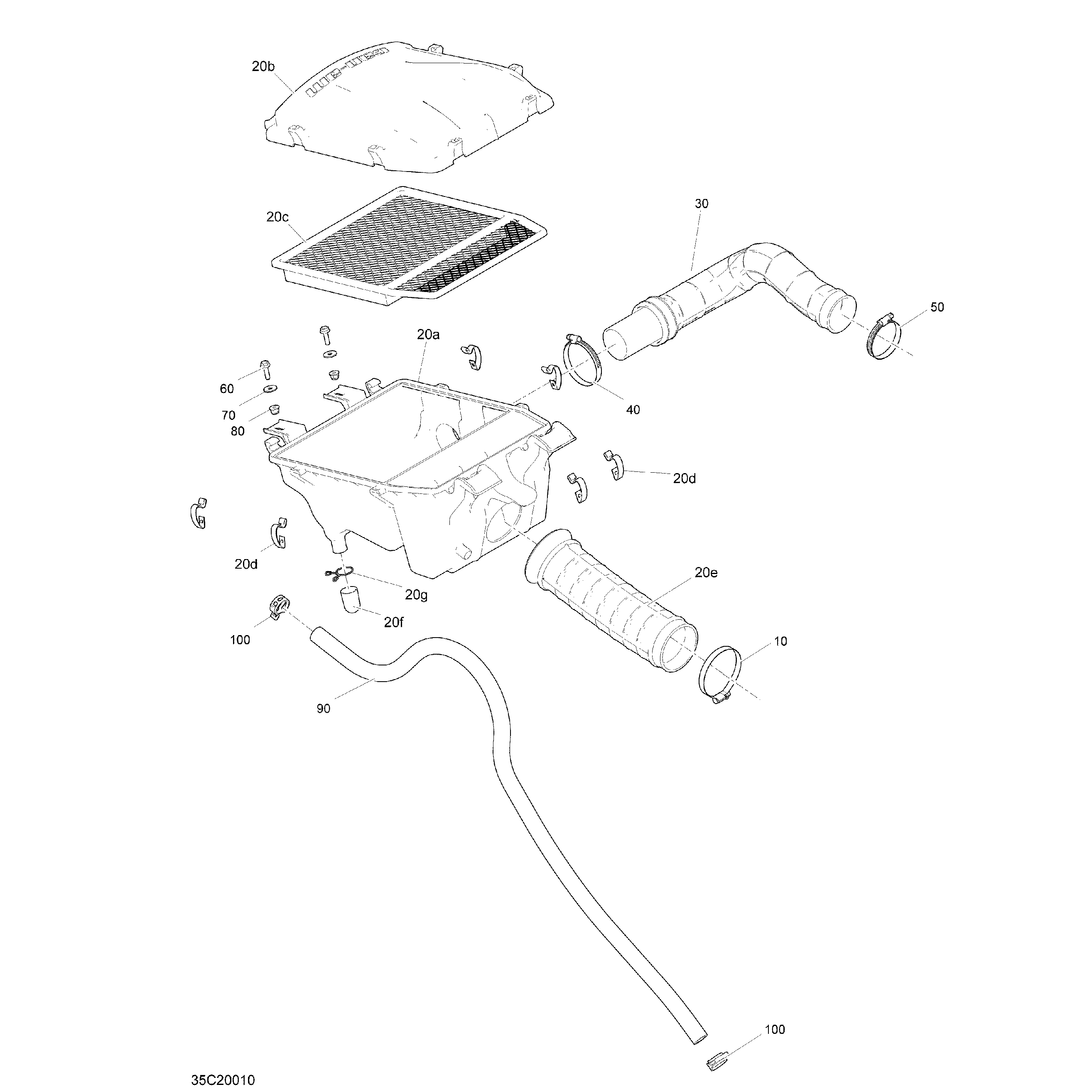 An Image of a Genuine Can-Am Parts Schematic Diagram showing the schematic - AIR INTAKE