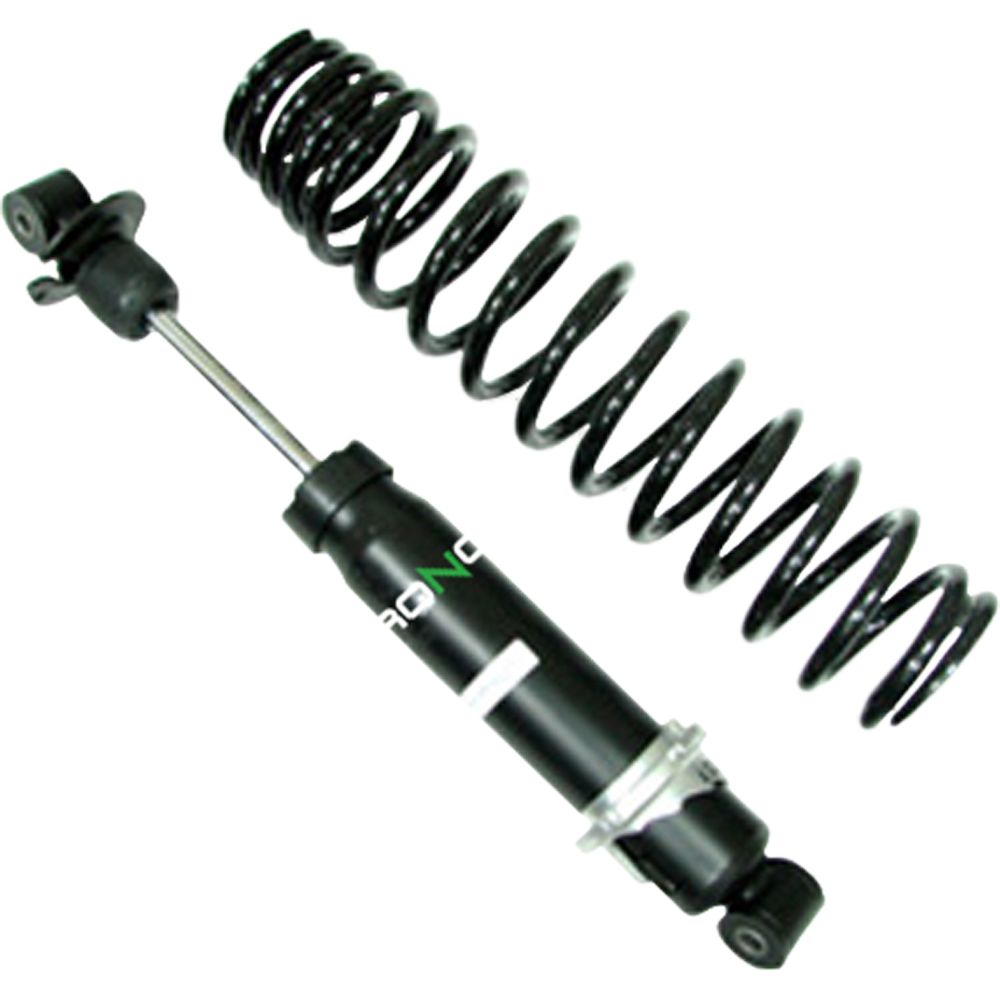 The Polaris Ranger/Sportsman Touring/X2 UTV/ATV Rear Gas Shock by Bronco, featuring a black coil spring and shock absorber with a metallic rod, is shown on a white background. Available at Witchdoctors.com.