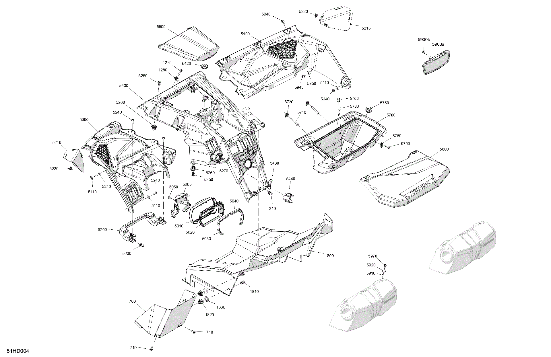 An Image of a Genuine Can-Am Parts Schematic Diagram showing the schematic - CAB INTERIOR - DASHBOARD