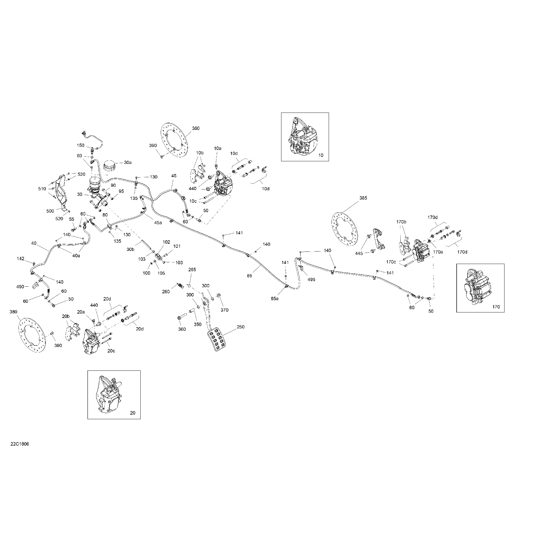 An Image of a Genuine Can-Am Parts Schematic Diagram showing the schematic - BRAKES - COMMANDER - MODEL 1000R