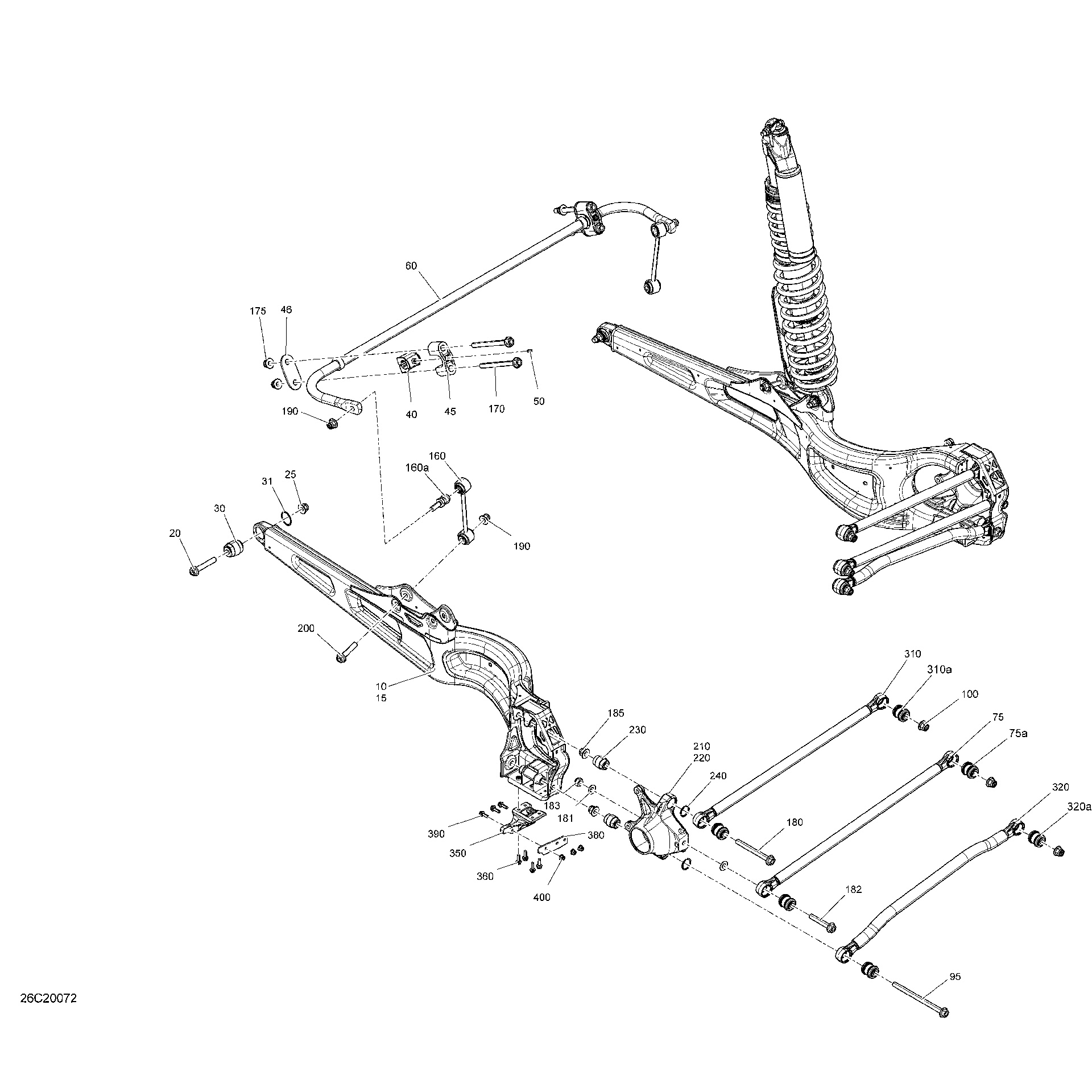 An Image of a Genuine Can-Am Parts Schematic Diagram showing the schematic - REAR SUSPENSION