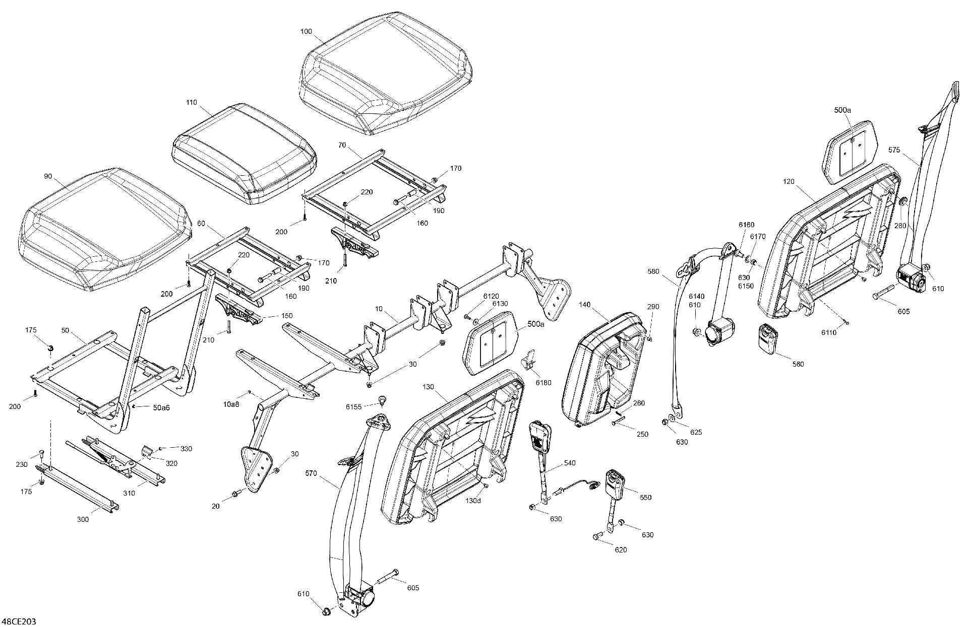 An Image of a Genuine Can-Am Parts Schematic Diagram showing the schematic - BODY - SEAT