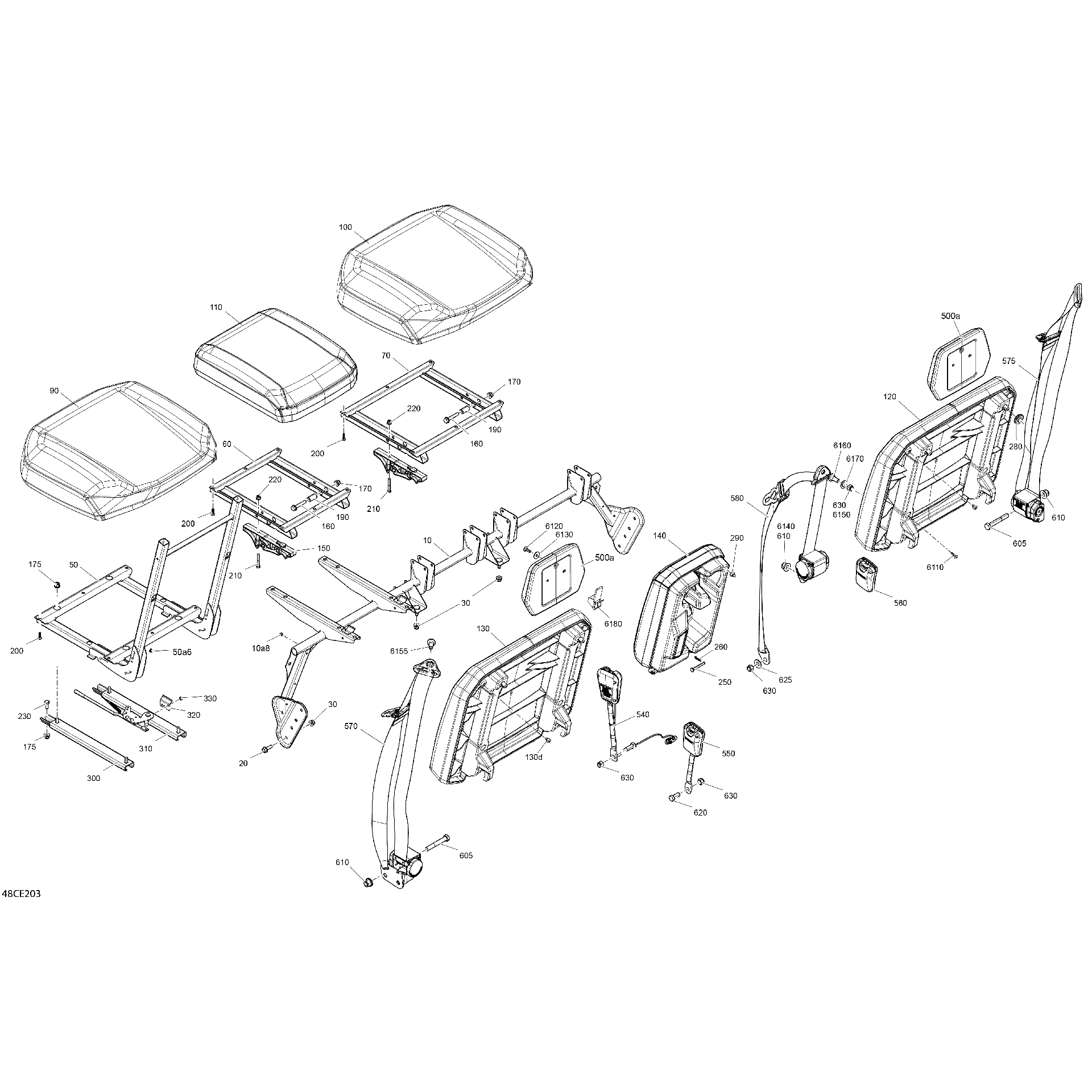 An Image of a Genuine Can-Am Parts Schematic Diagram showing the schematic - BODY - SEAT