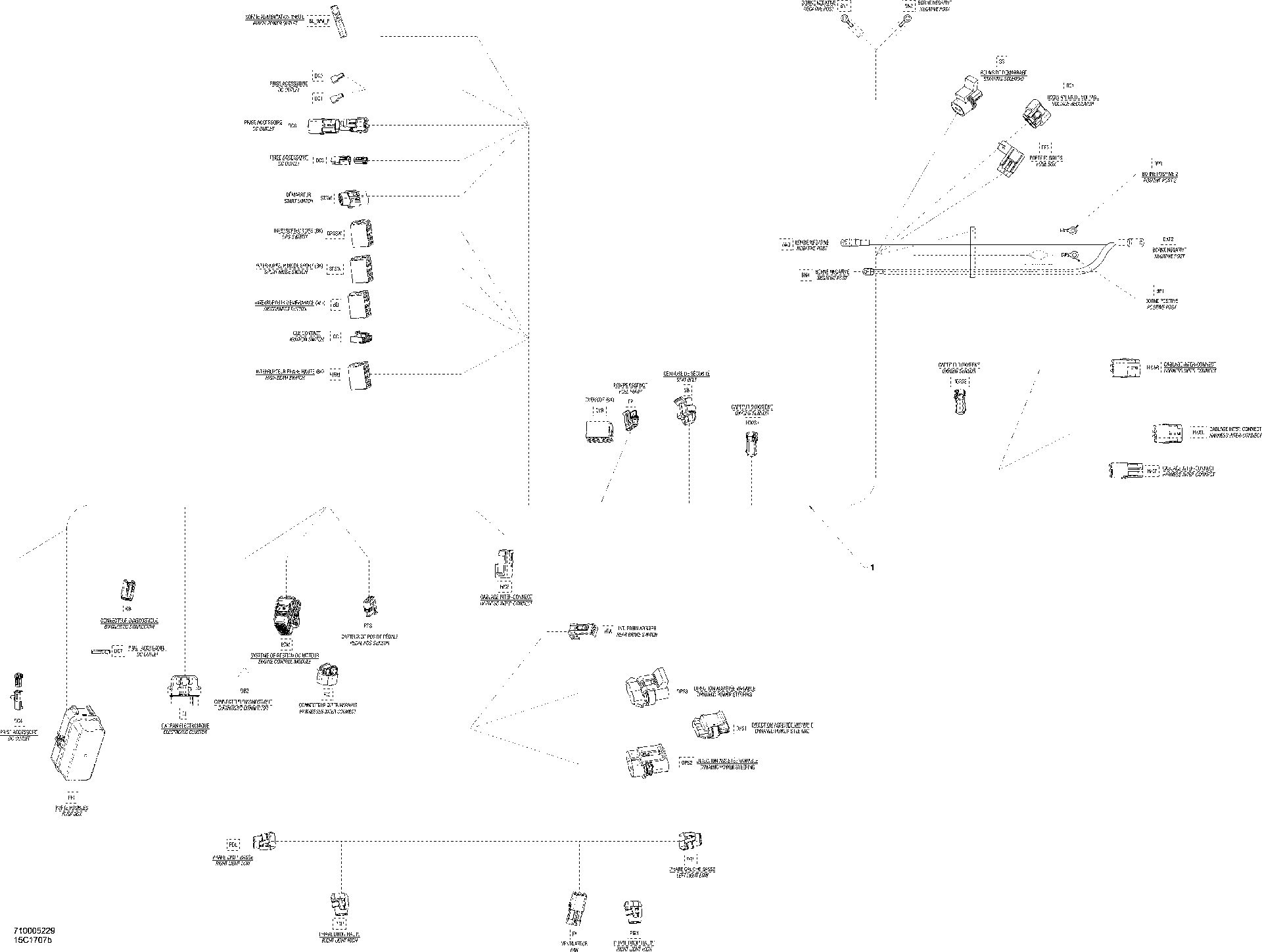 An Image of a Genuine Can-Am Parts Schematic Diagram showing the schematic - ELECTRICAL HARNESS - 710005229