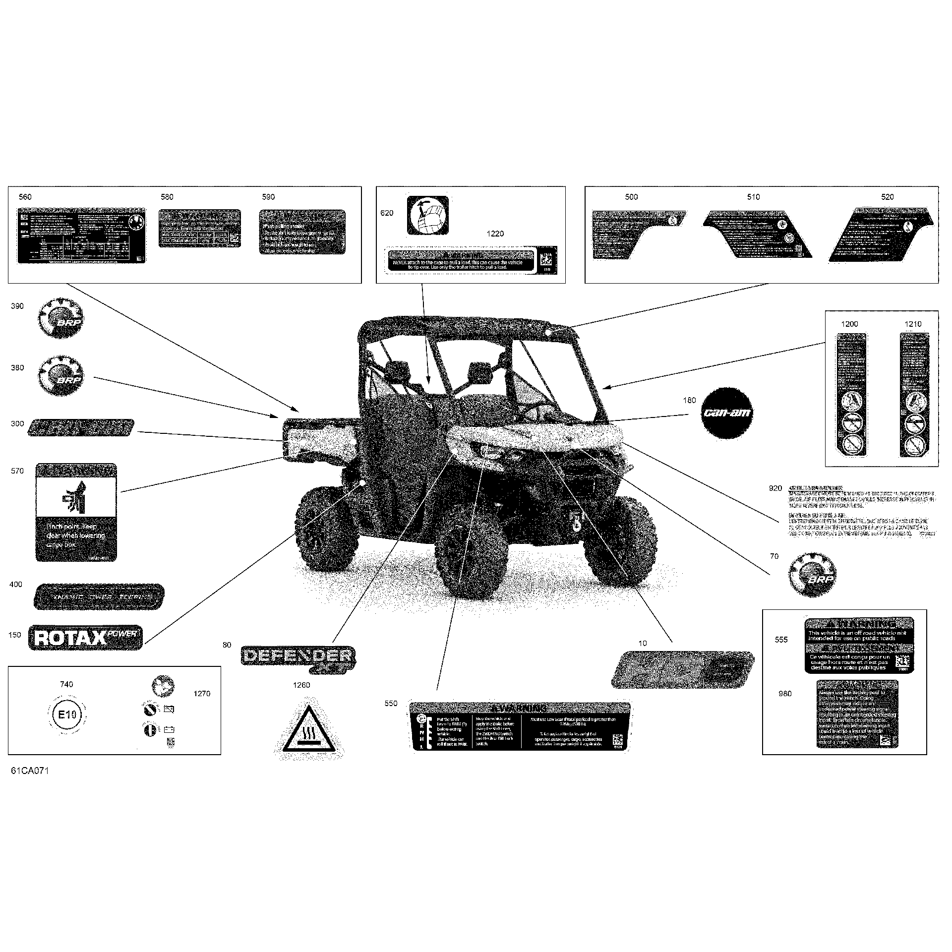 An Image of a Genuine Can-Am Parts Schematic Diagram showing the schematic - BODY - DECALS - XT