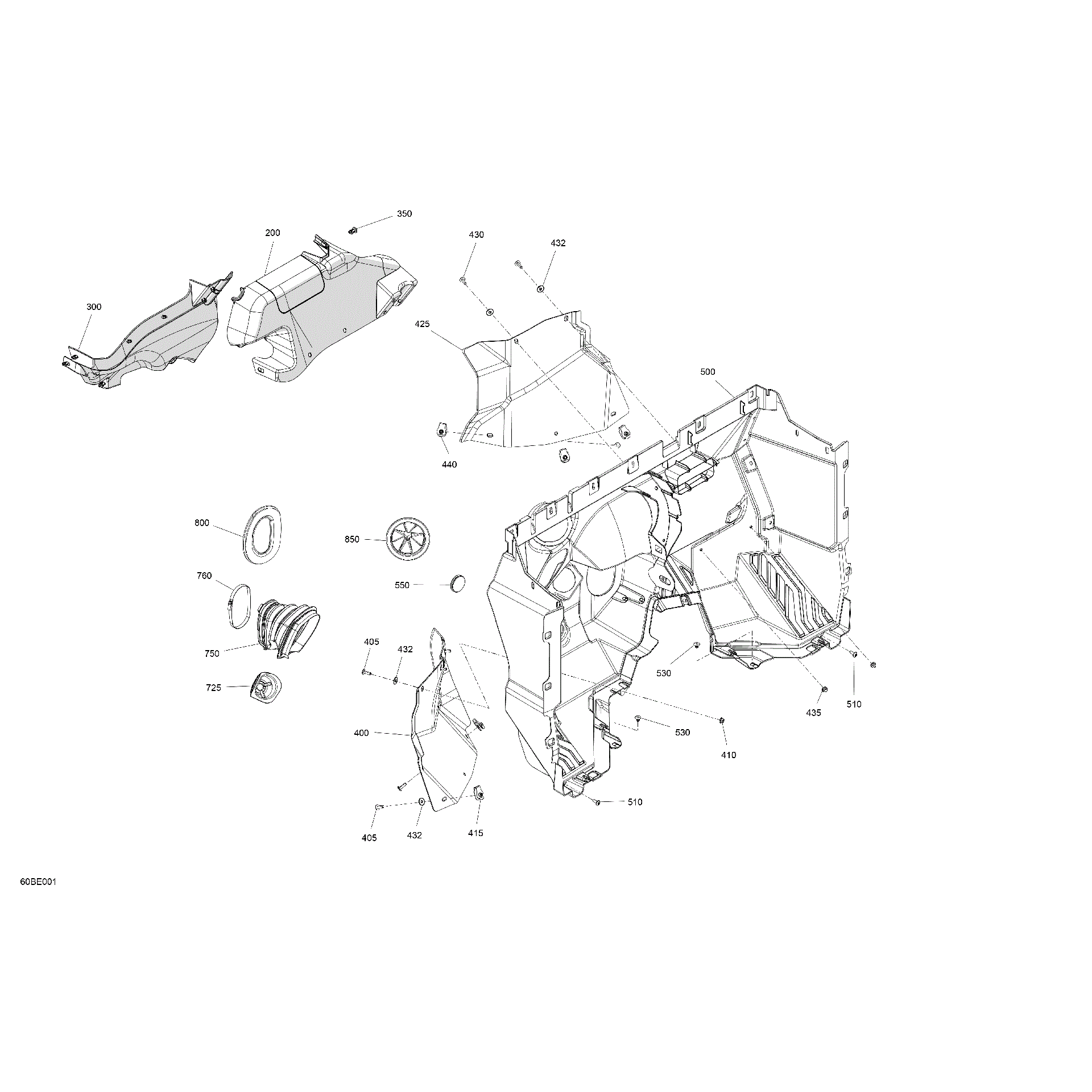 An Image of a Genuine Can-Am Parts Schematic Diagram showing the schematic - CAB INTERIOR - FIREWALL