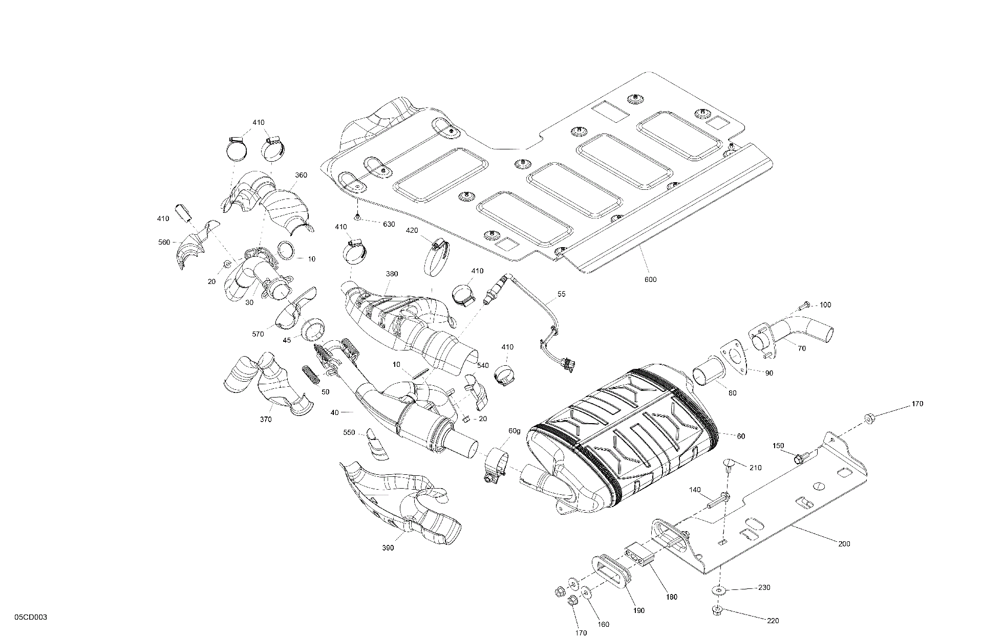 An Image of a Genuine Can-Am Parts Schematic Diagram showing the schematic - ENGINE - EXHAUST