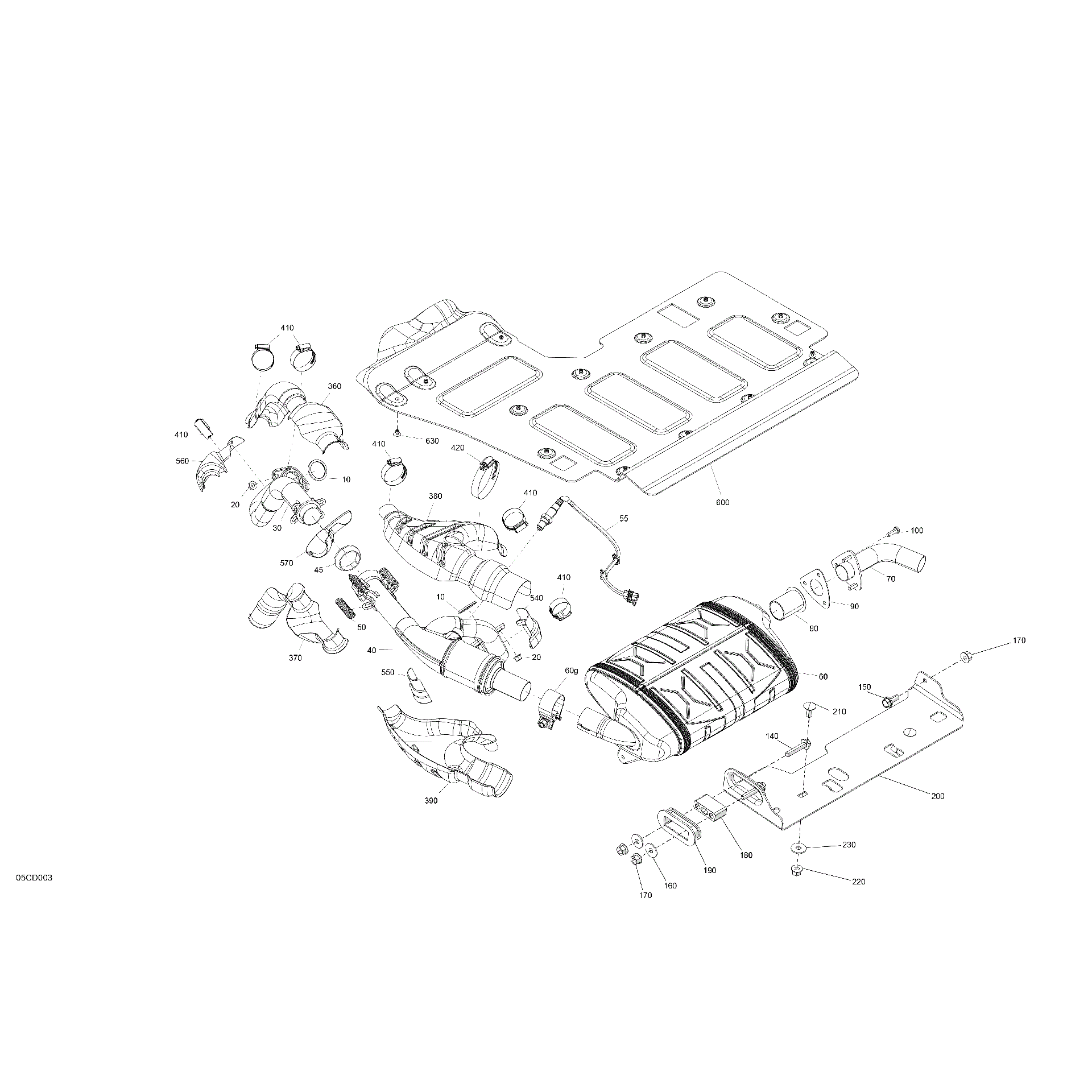 An Image of a Genuine Can-Am Parts Schematic Diagram showing the schematic - ENGINE - EXHAUST