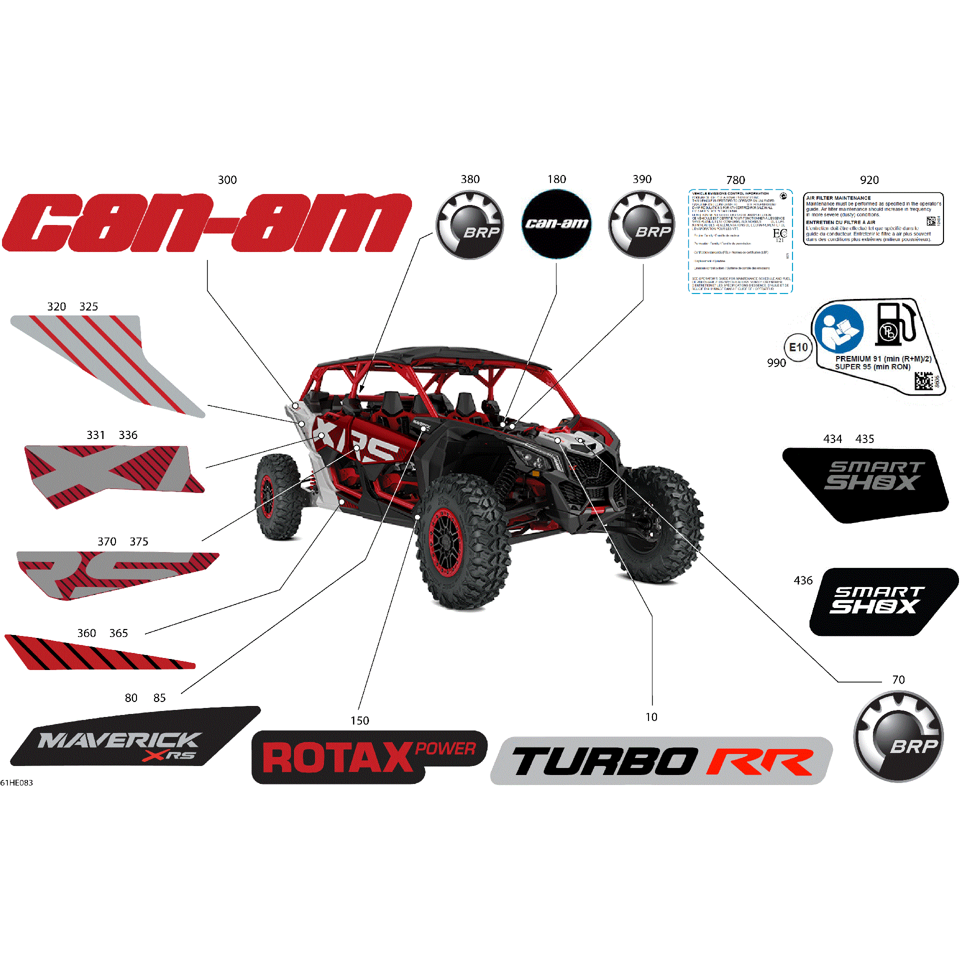 An Image of a Genuine Can-Am Parts Schematic Diagram showing the schematic - BODY - DECALS