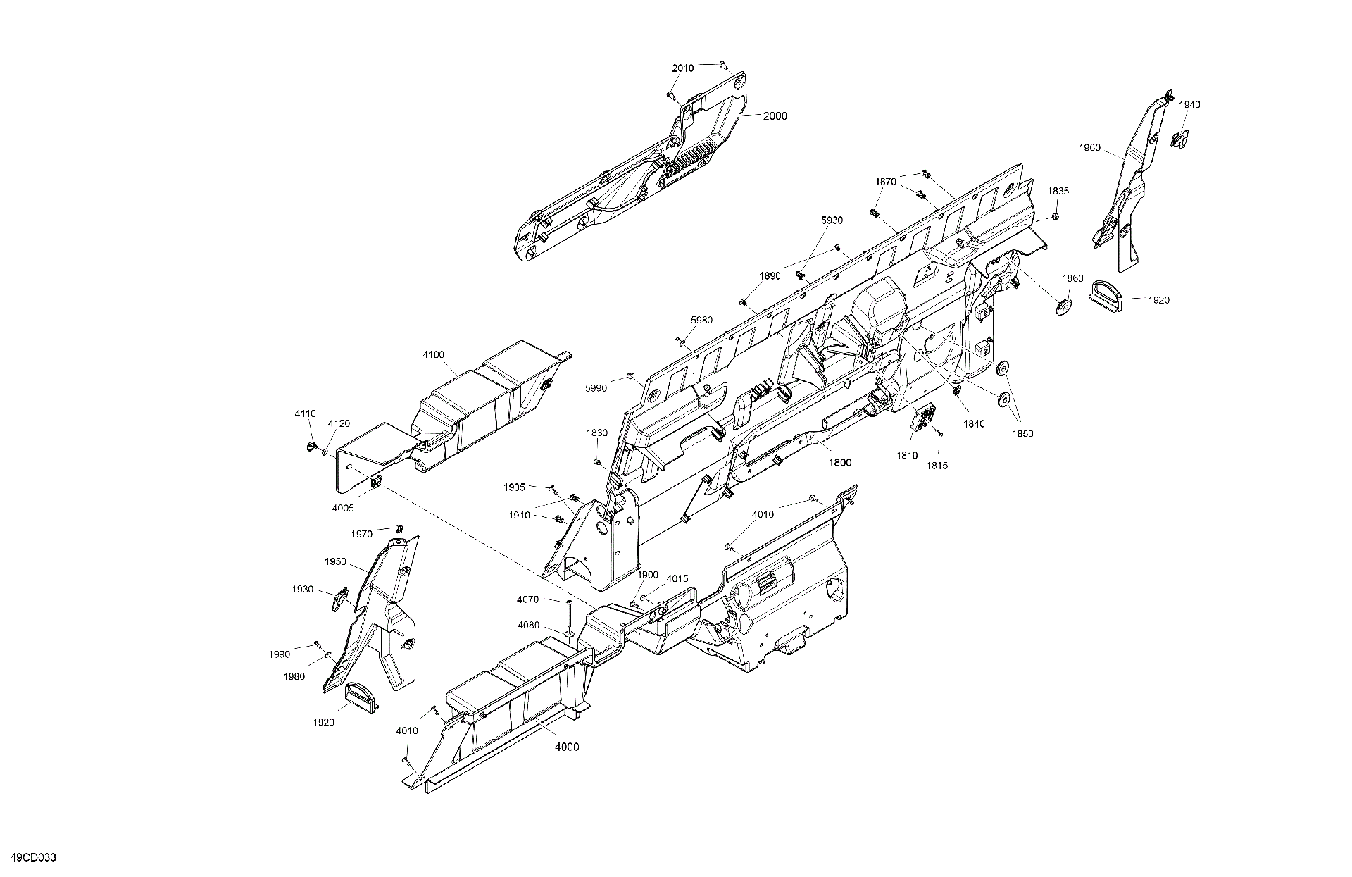 An Image of a Genuine Can-Am Parts Schematic Diagram showing the schematic - CAB INTERIOR - BACK WALL