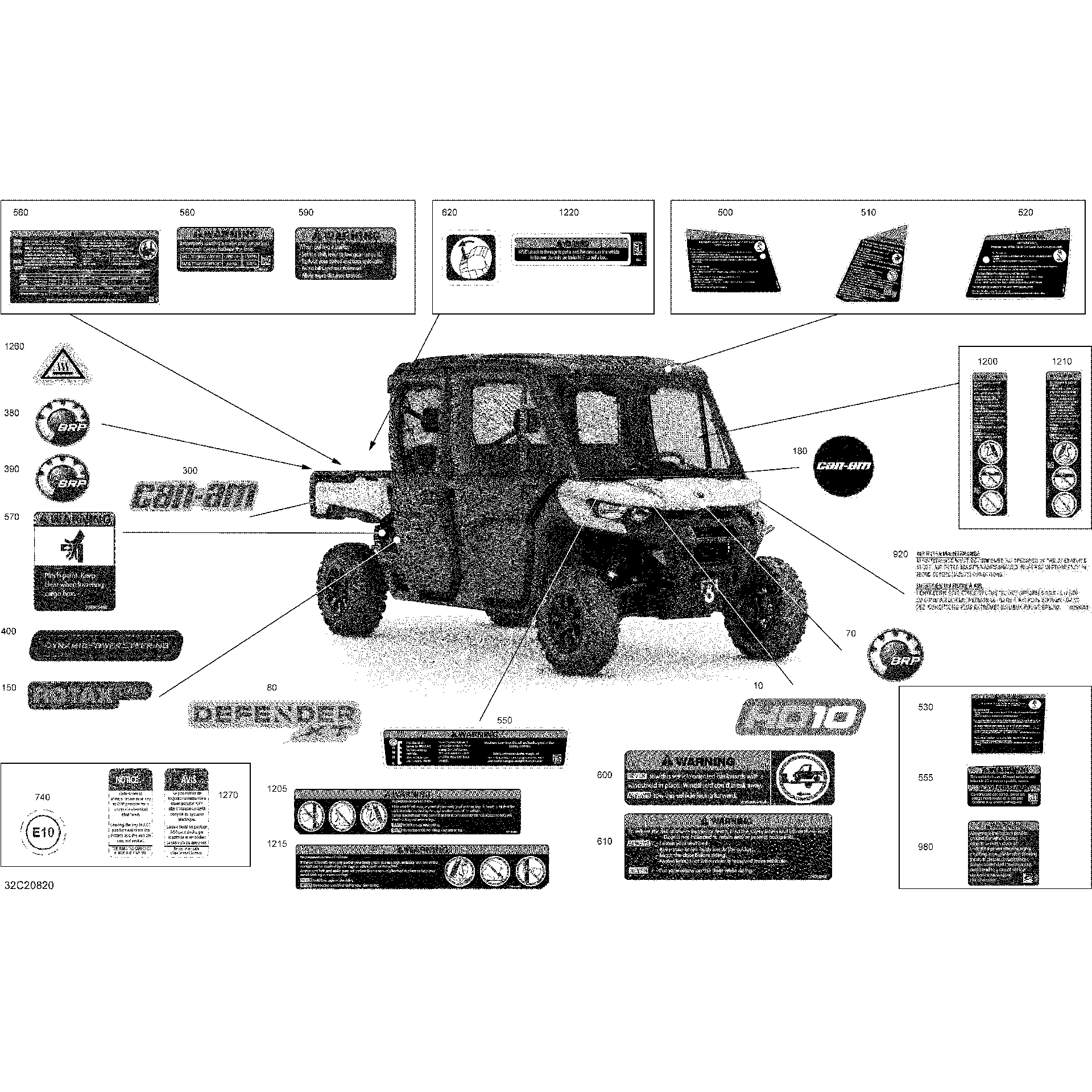 An Image of a Genuine Can-Am Parts Schematic Diagram showing the schematic - DECALS - CAB