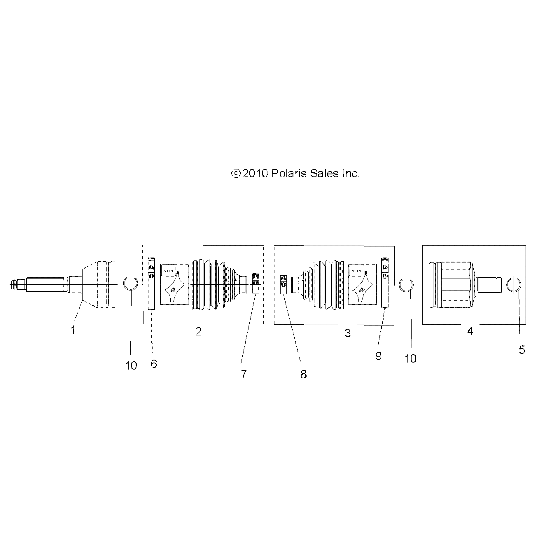 An Image of a Genuine Polaris Parts Schematic Diagram showing the schematic - DRIVE TRAIN: FRONT DRIVE SHAFT - 2016 POLARIS SPORTSMAN 450 HO