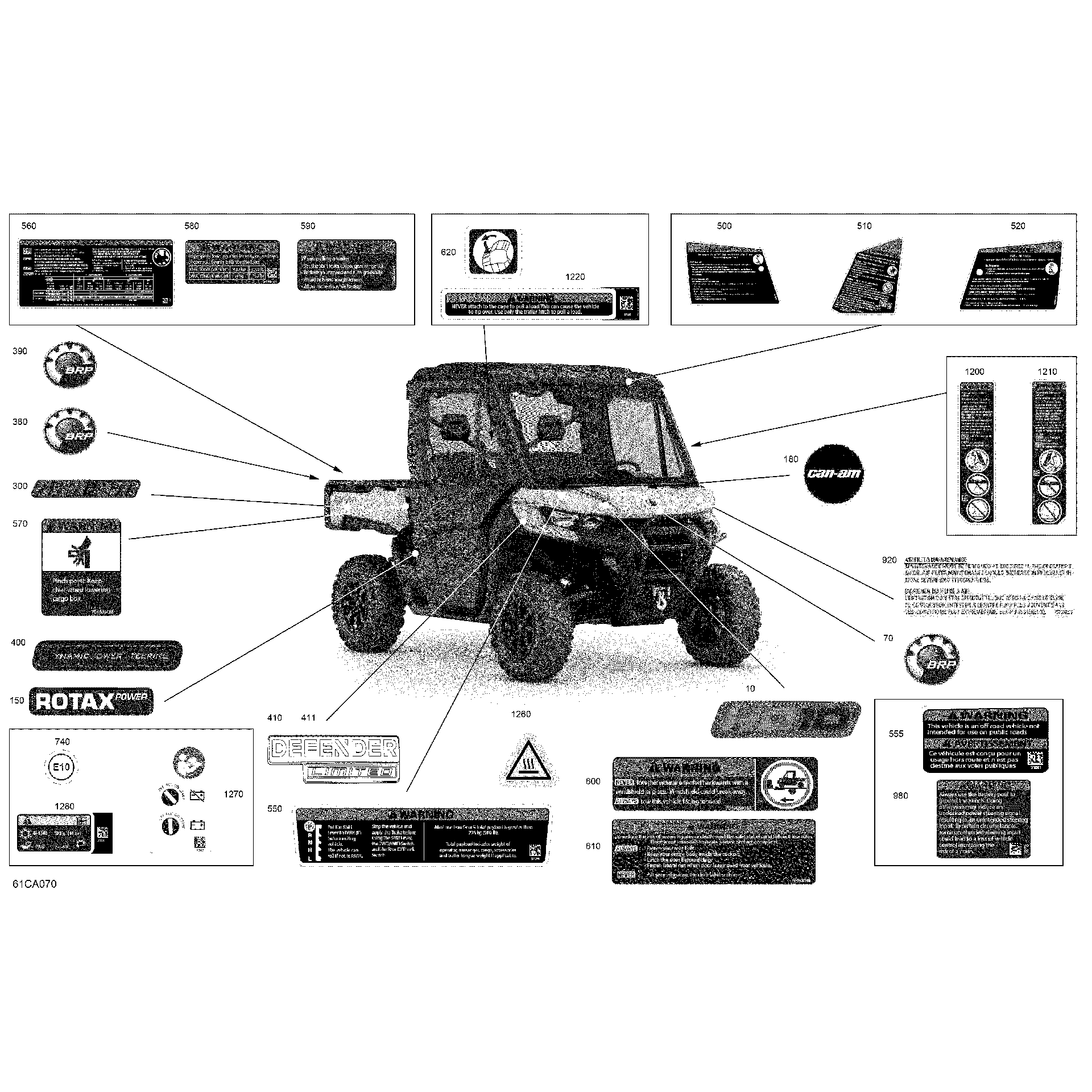An Image of a Genuine Can-Am Parts Schematic Diagram showing the schematic - BODY - DECALS