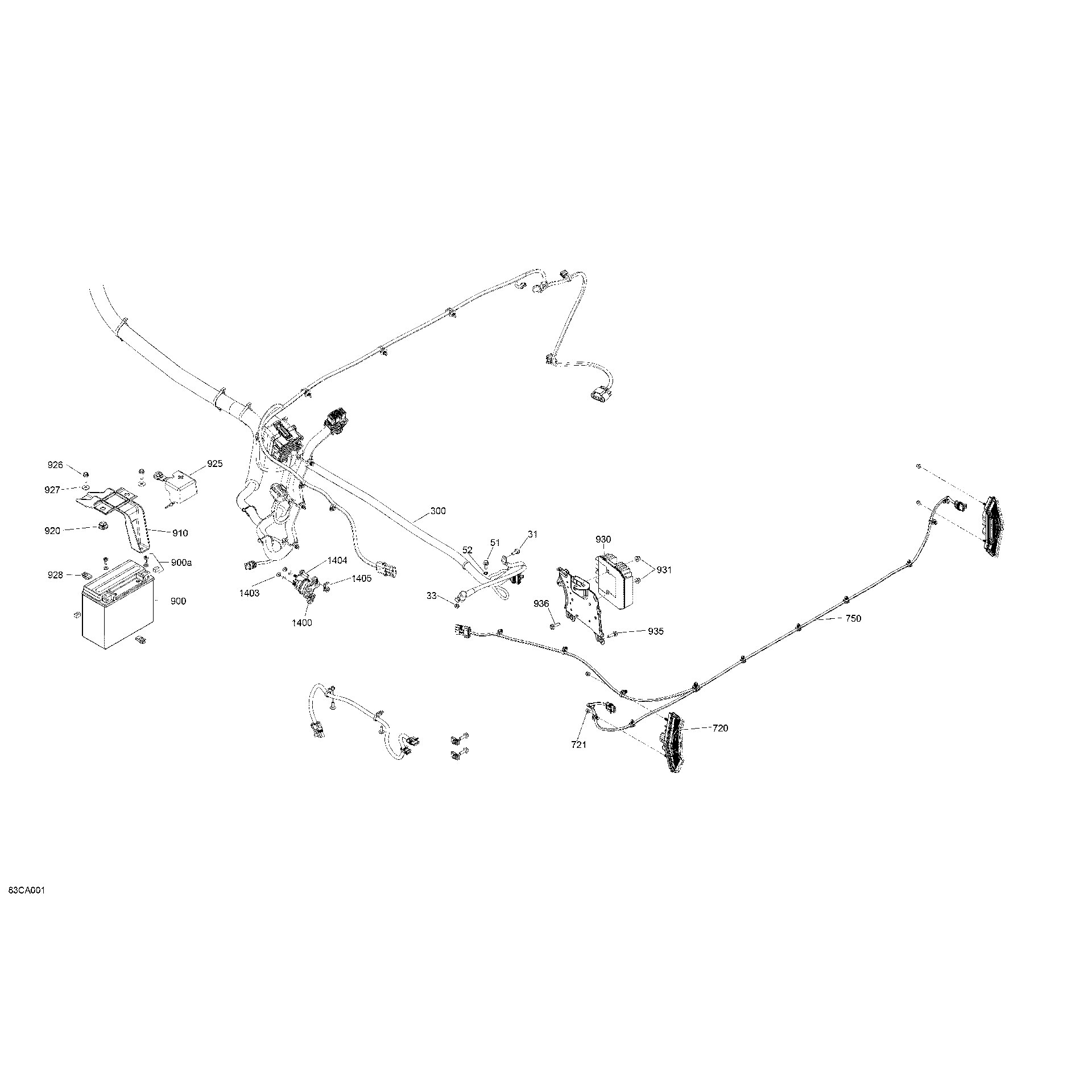 An Image of a Genuine Can-Am Parts Schematic Diagram showing the schematic - ELECTRIC - SYSTEM - REAR SECTION DPS - XT