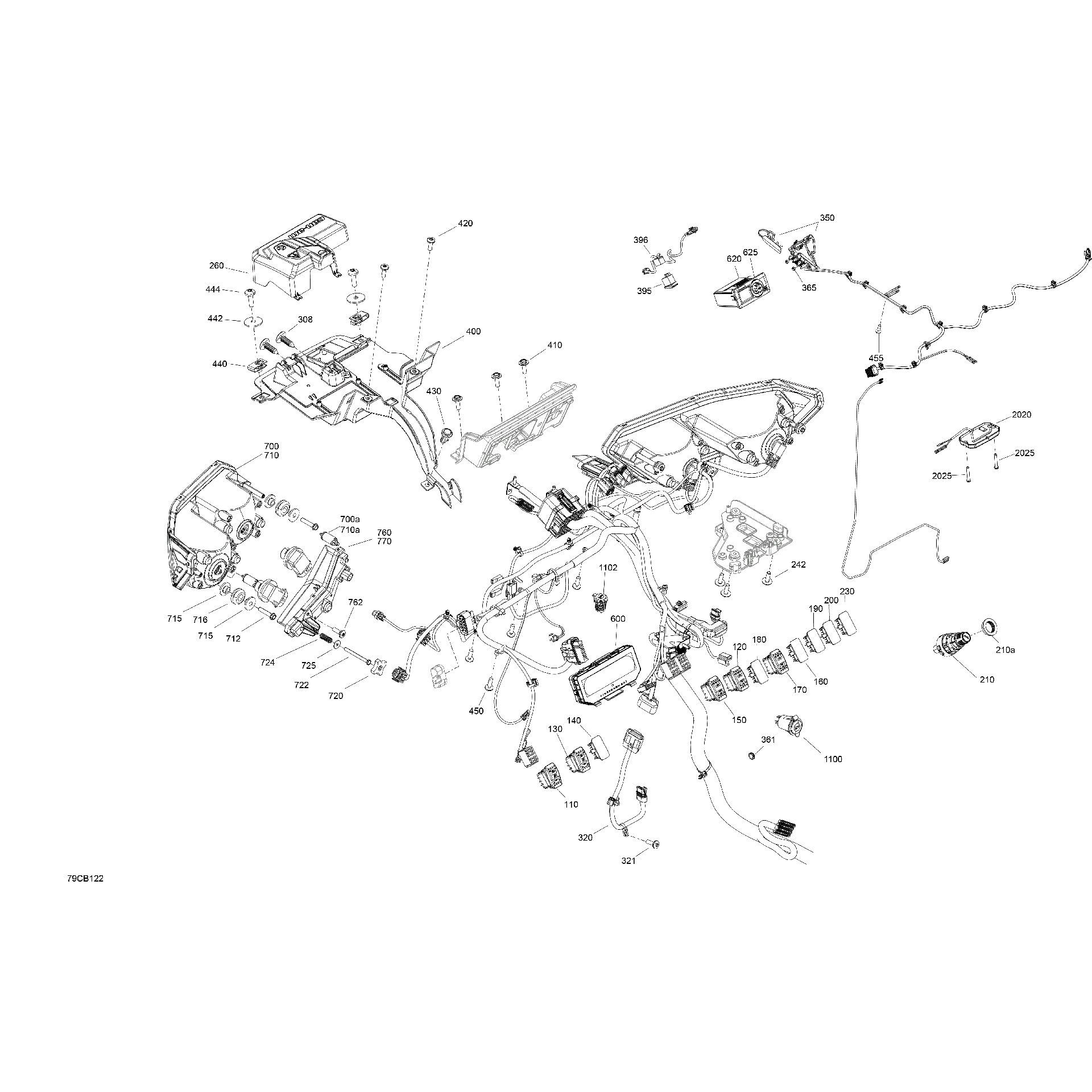 An Image of a Genuine Can-Am Parts Schematic Diagram showing the schematic - ELECTRIC - FRONT SECTION