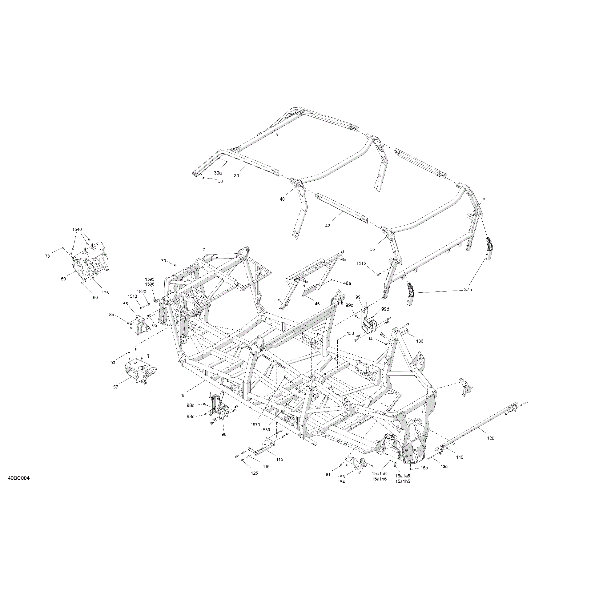 An Image of a Genuine Can-Am Parts Schematic Diagram showing the schematic - FRAME - SYSTEM