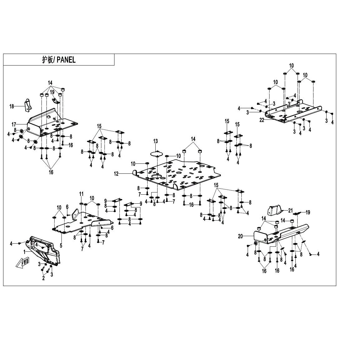 An Image of a genuine CFMOTO Parts Schematic Diagram showing the group - PANEL (OVERLAND) - 2025 CFMOTO CFORCE 1000 OVERLAND