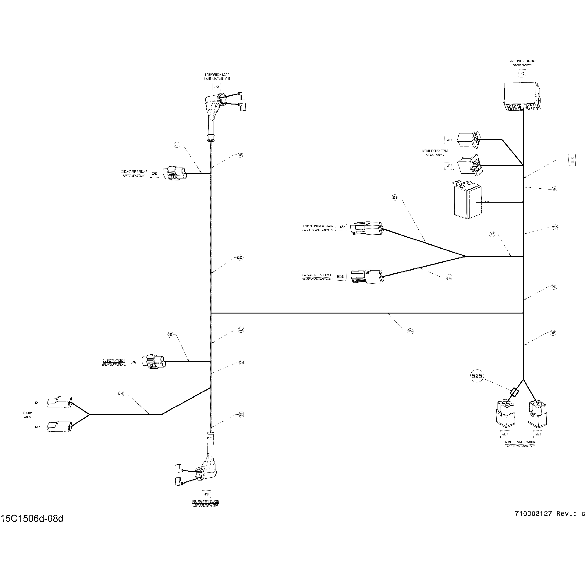 An Image of a Genuine Can-Am Parts Schematic Diagram showing the schematic - ELECTRICAL HARNESS ASSY EUROPE_15C1506D