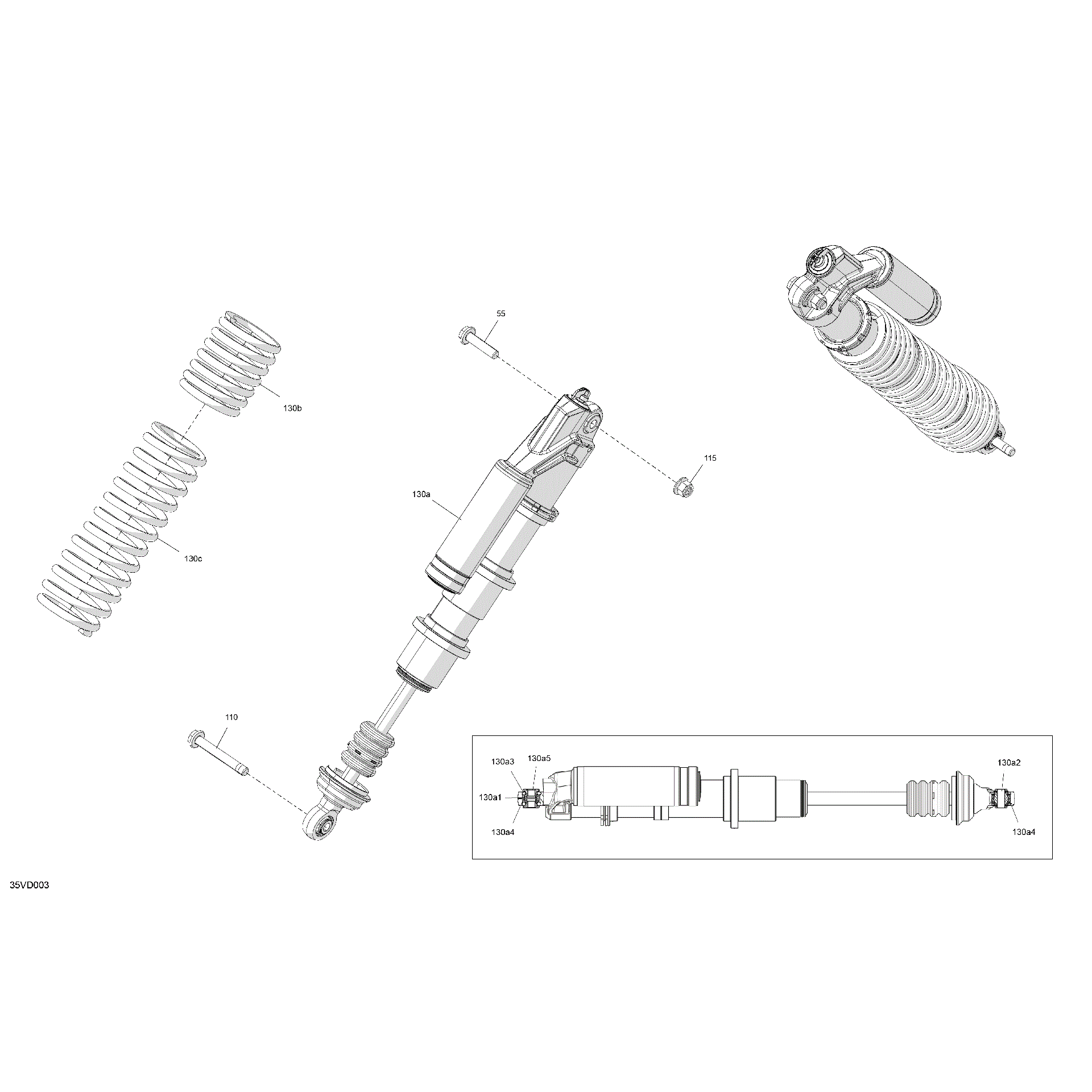 An Image of a Genuine Can-Am Parts Schematic Diagram showing the schematic - SUSPENSION - FRONT SHOCKS