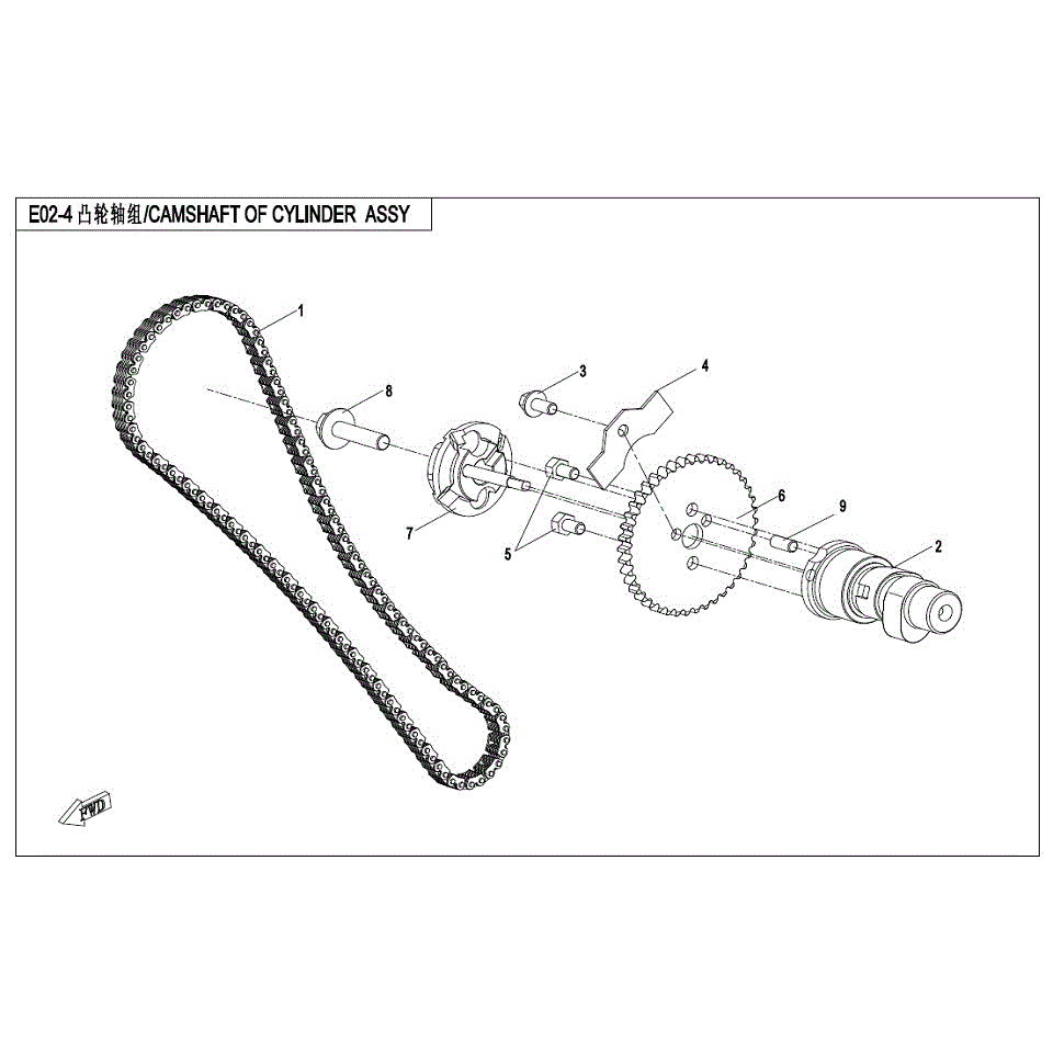 An Image of a genuine CFMOTO Parts Schematic Diagram showing the group - CAMSHAFT OF CYLINDER ASSY - 2017 CFMOTO CFORCE 500 S