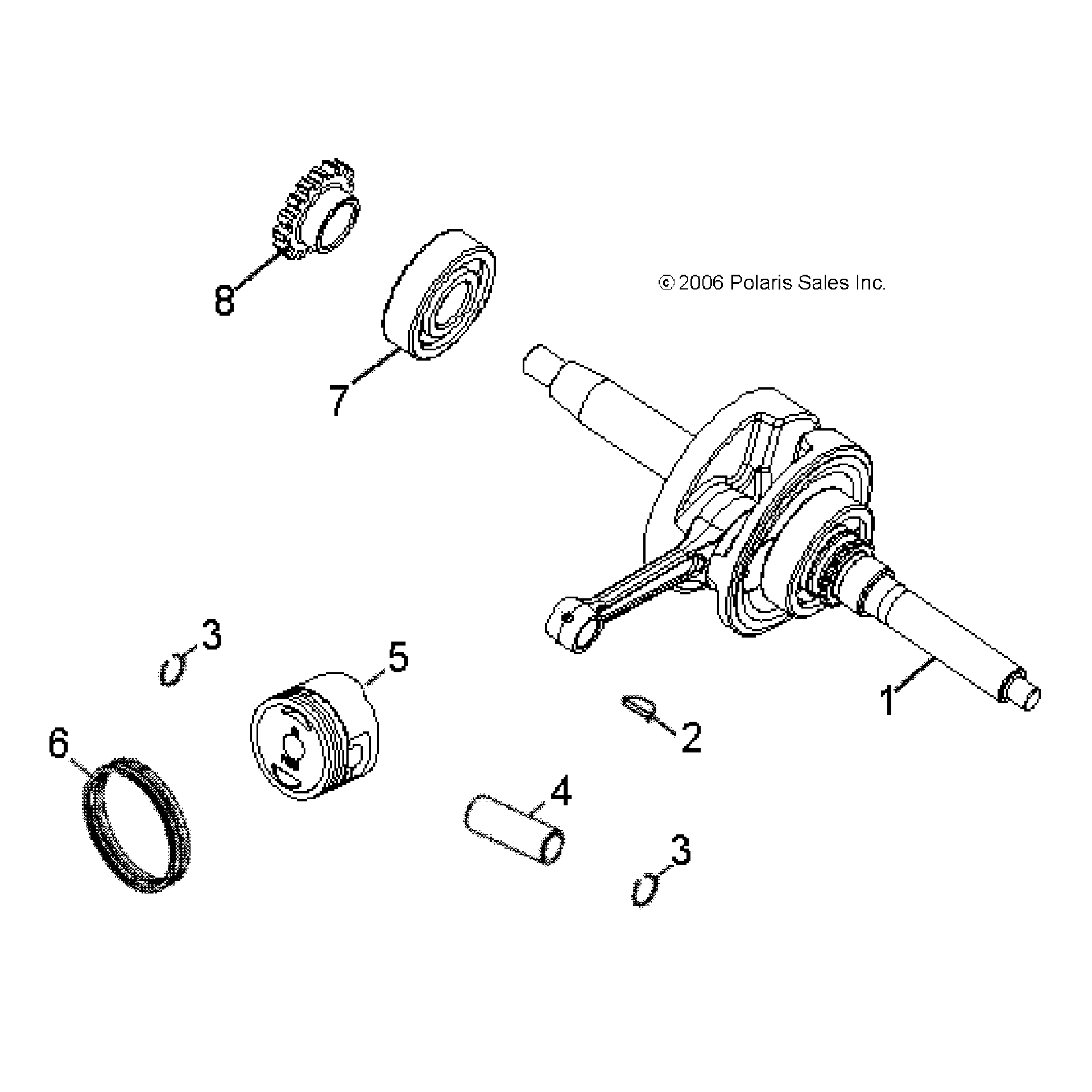 An Image of a Genuine Polaris Parts Schematic Diagram showing the schematic - ENGINE: CRANKSHAFT and PISTON - 2015 POLARIS OUTLAW 50