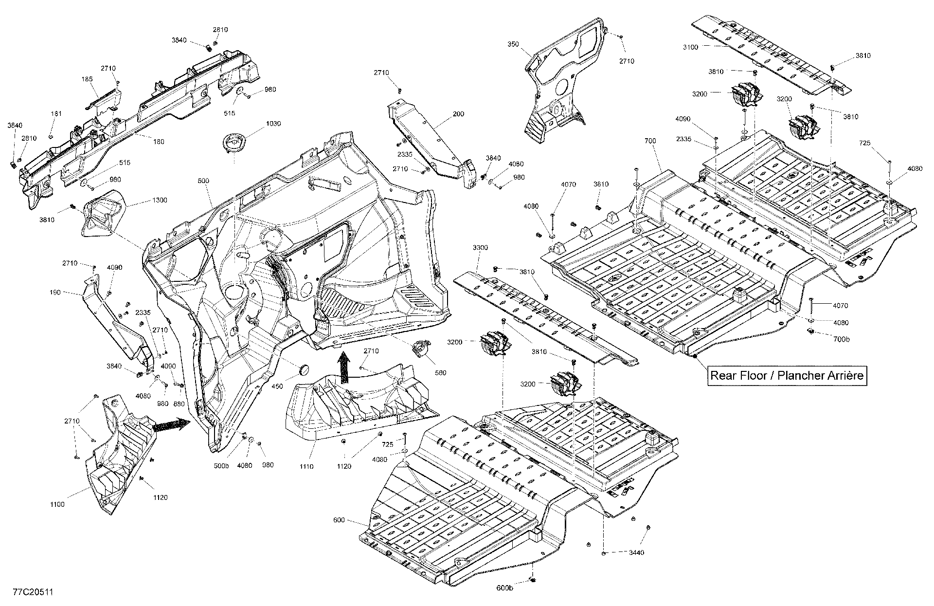 An Image of a Genuine Can-Am Parts Schematic Diagram showing the schematic - CAB INTERIOR - FIRE WALL