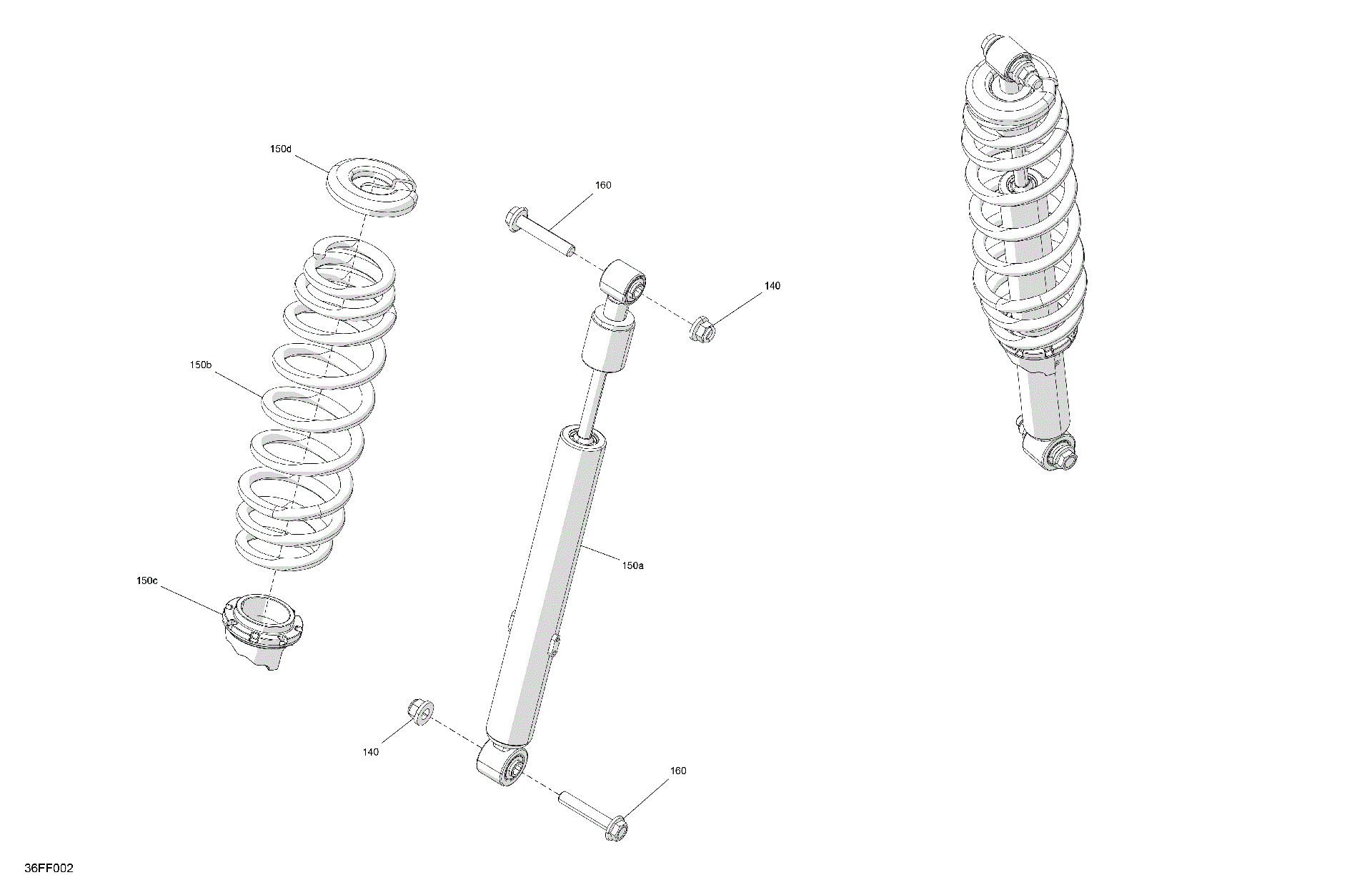 An Image of a Genuine Can-Am Parts Schematic Diagram showing the schematic - SUSPENSION - REAR SHOCKS