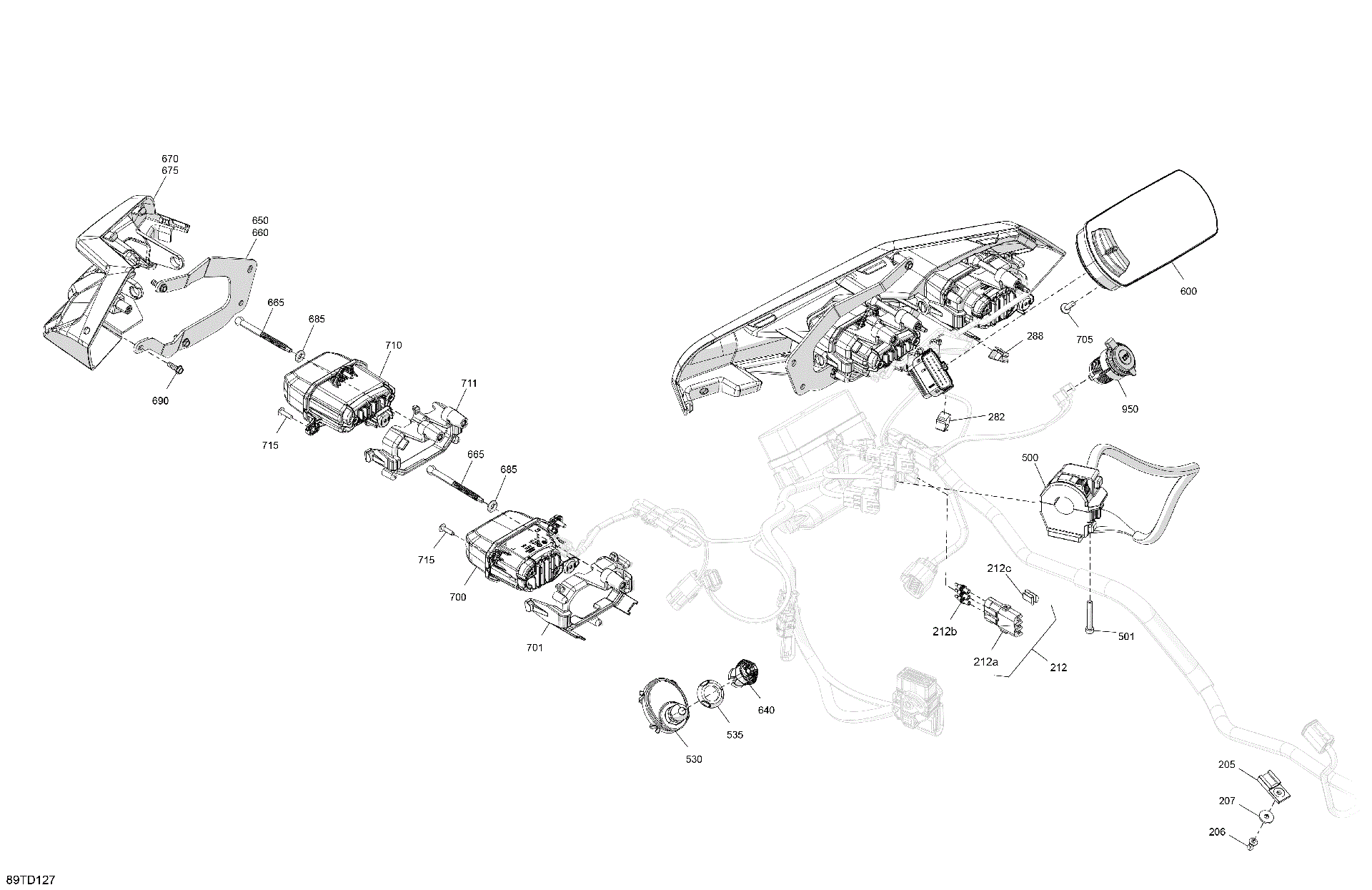 An Image of a Genuine Can-Am Parts Schematic Diagram showing the schematic - ELECTRIC - FRONT SECTION