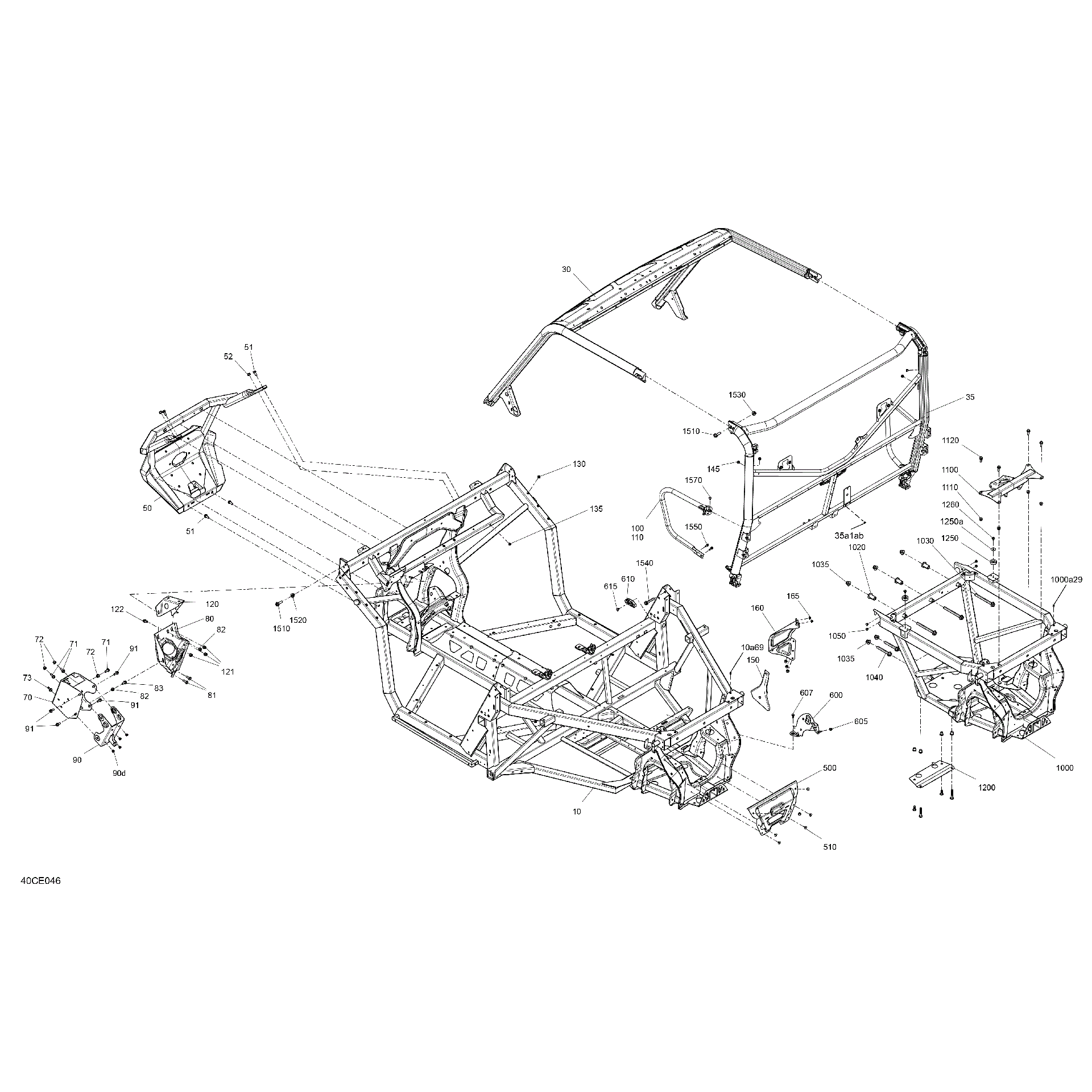 An Image of a Genuine Can-Am Parts Schematic Diagram showing the schematic - FRAME - SYSTEM