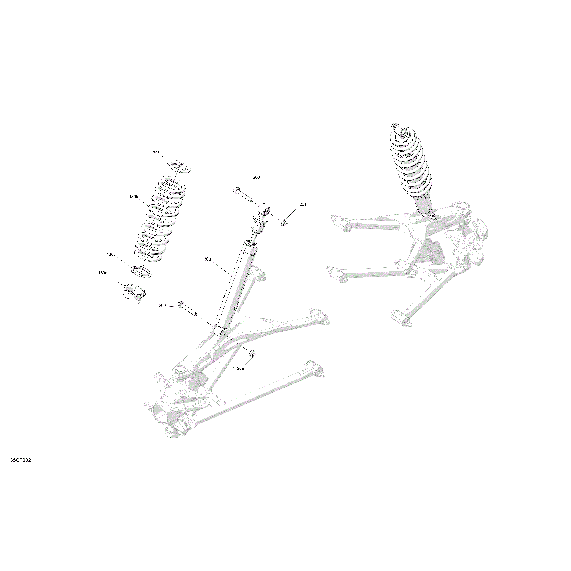 An Image of a Genuine Can-Am Parts Schematic Diagram showing the schematic - SUSPENSION - FRONT SHOCKS
