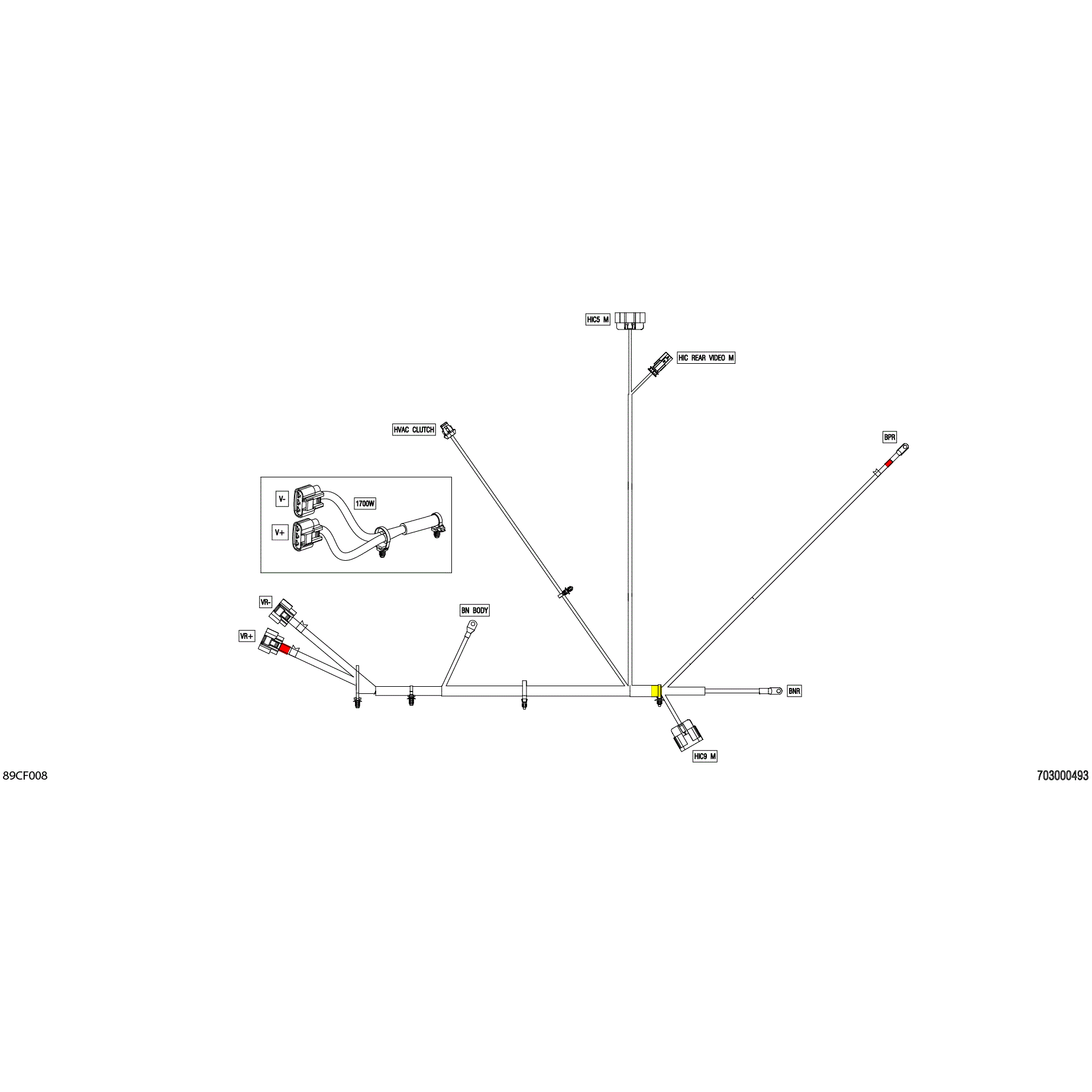 An Image of a Genuine Can-Am Parts Schematic Diagram showing the schematic - ELECTRIC - VOLTAGE REGULATOR WIRING HARNESS - 710009237