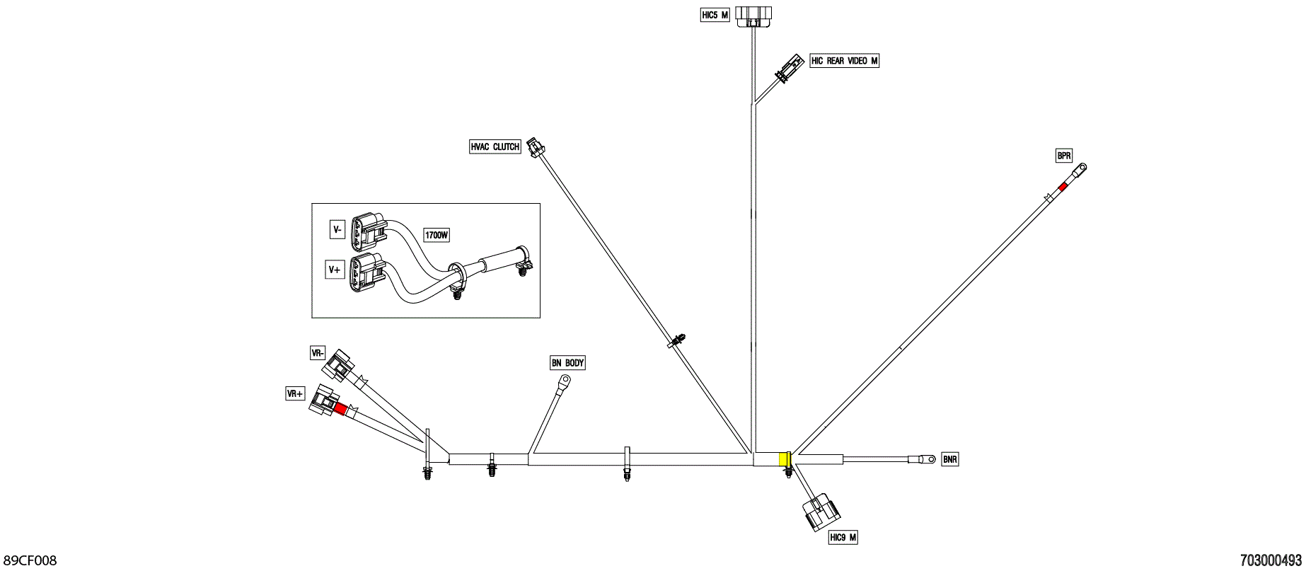 An Image of a Genuine Can-Am Parts Schematic Diagram showing the schematic - ELECTRIC - VOLTAGE REGULATOR WIRING HARNESS - 710009237