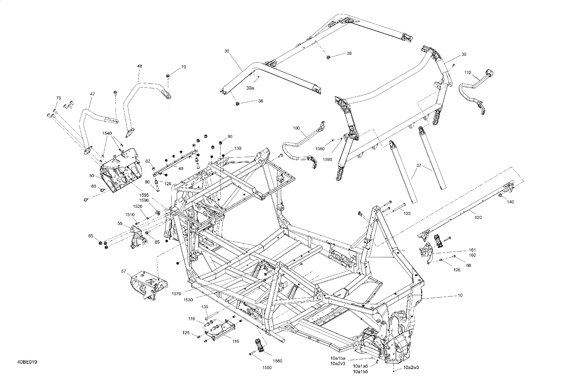 An Image of a Genuine Can-Am Parts Schematic Diagram showing the schematic - FRAME - SYSTEM