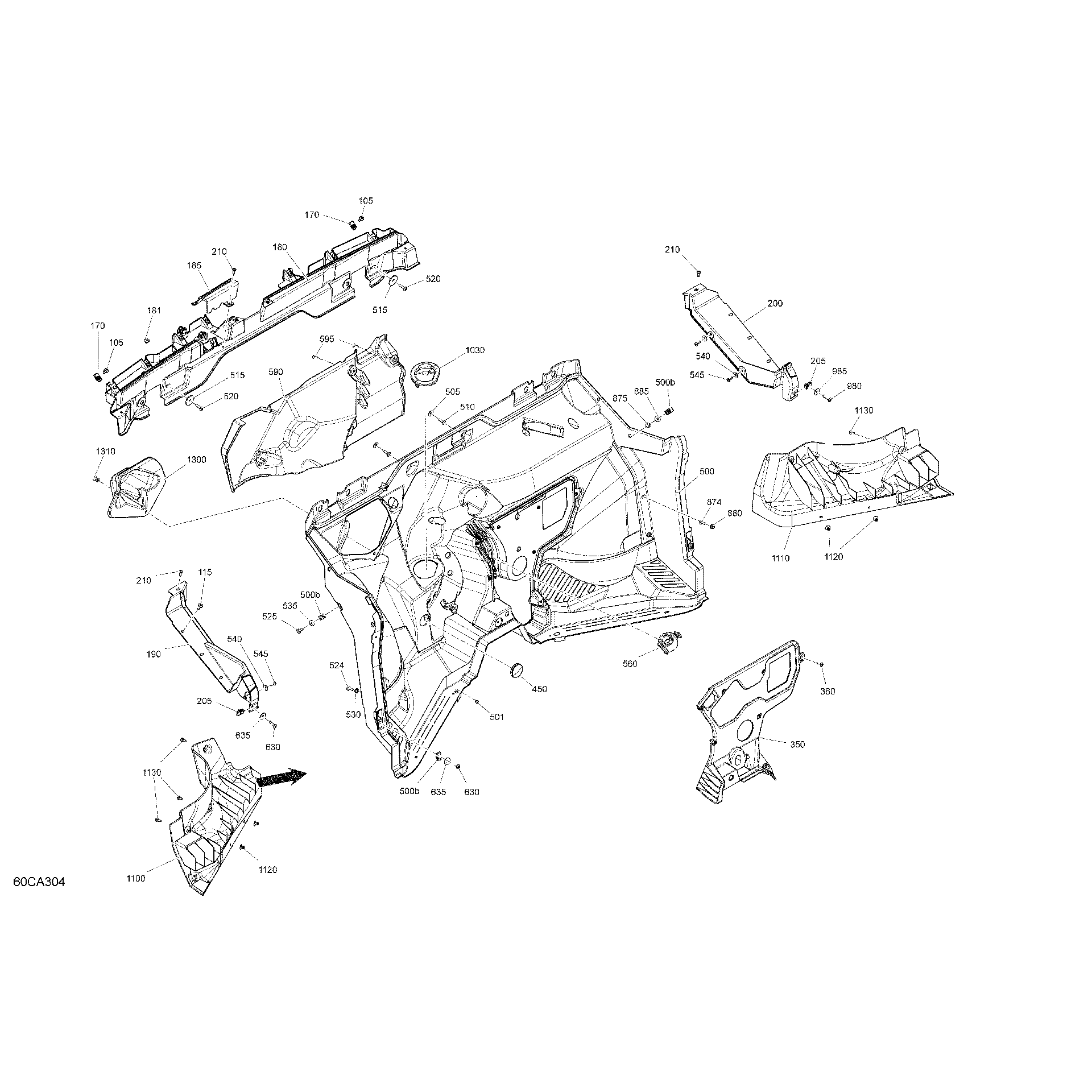 An Image of a Genuine Can-Am Parts Schematic Diagram showing the schematic - CAB INTERIOR - FIREWALL