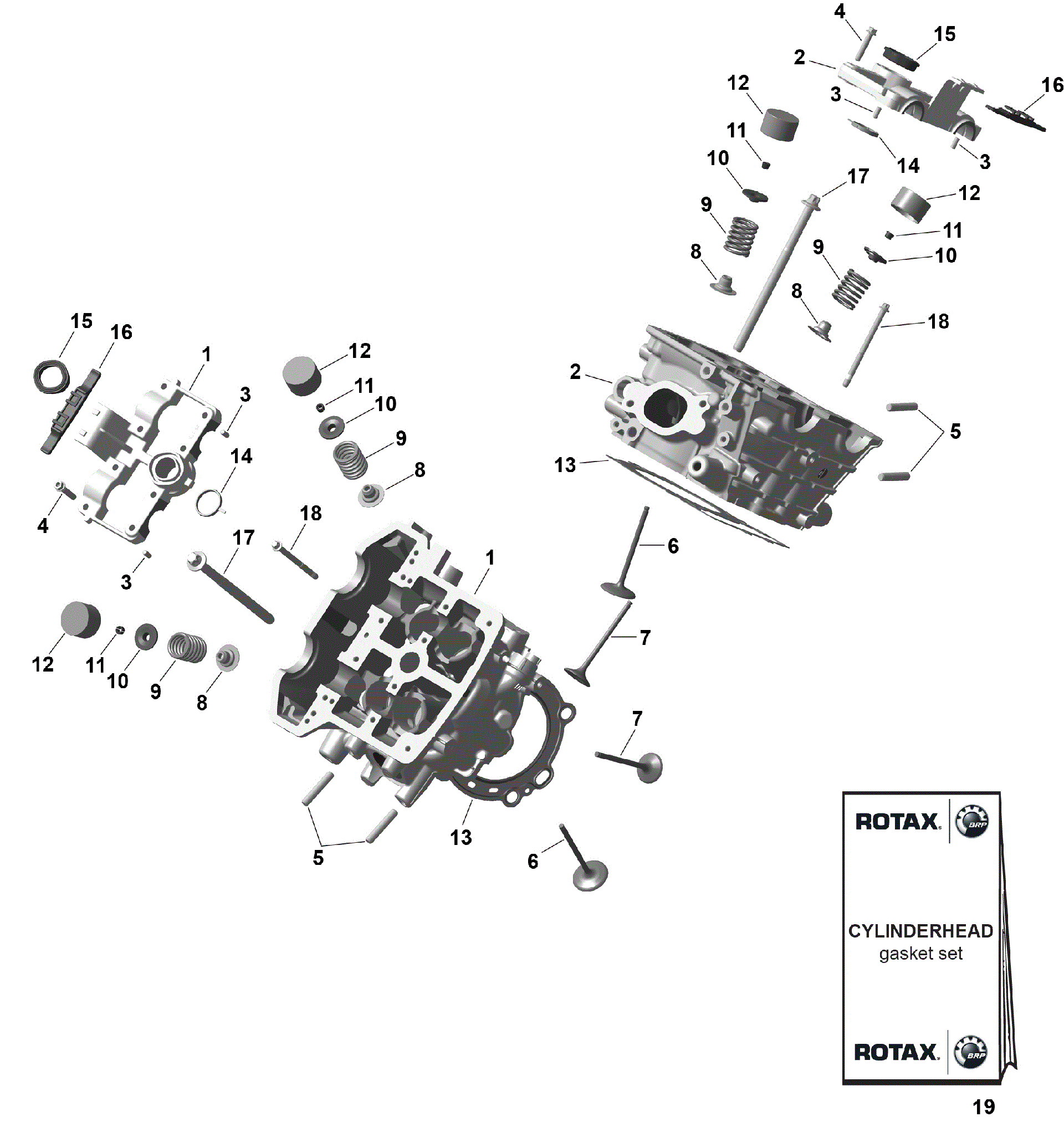 An Image of a Genuine Can-Am Parts Schematic Diagram showing the schematic - ROTAX - CYLINDER HEAD