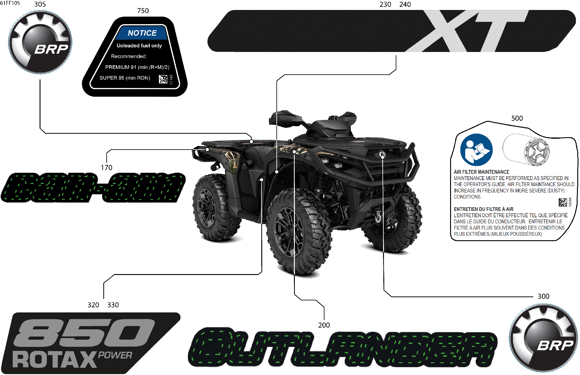 An Image of a Genuine Can-Am Parts Schematic Diagram showing the schematic - BODY - FEATURE DECALS
