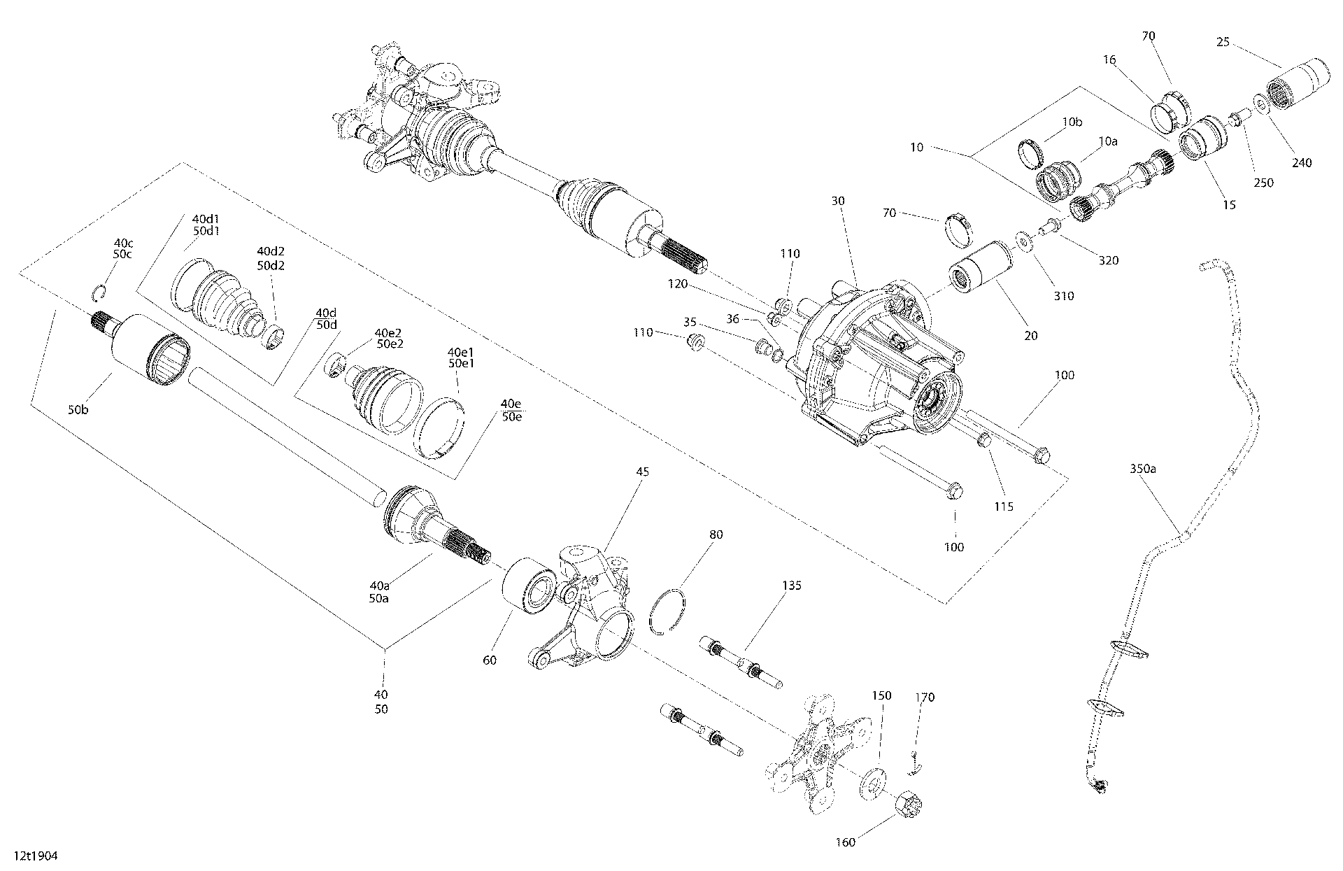An Image of a Genuine Can-Am Parts Schematic Diagram showing the schematic - FRONT DRIVE - 6X6 - COMMON PARTS
