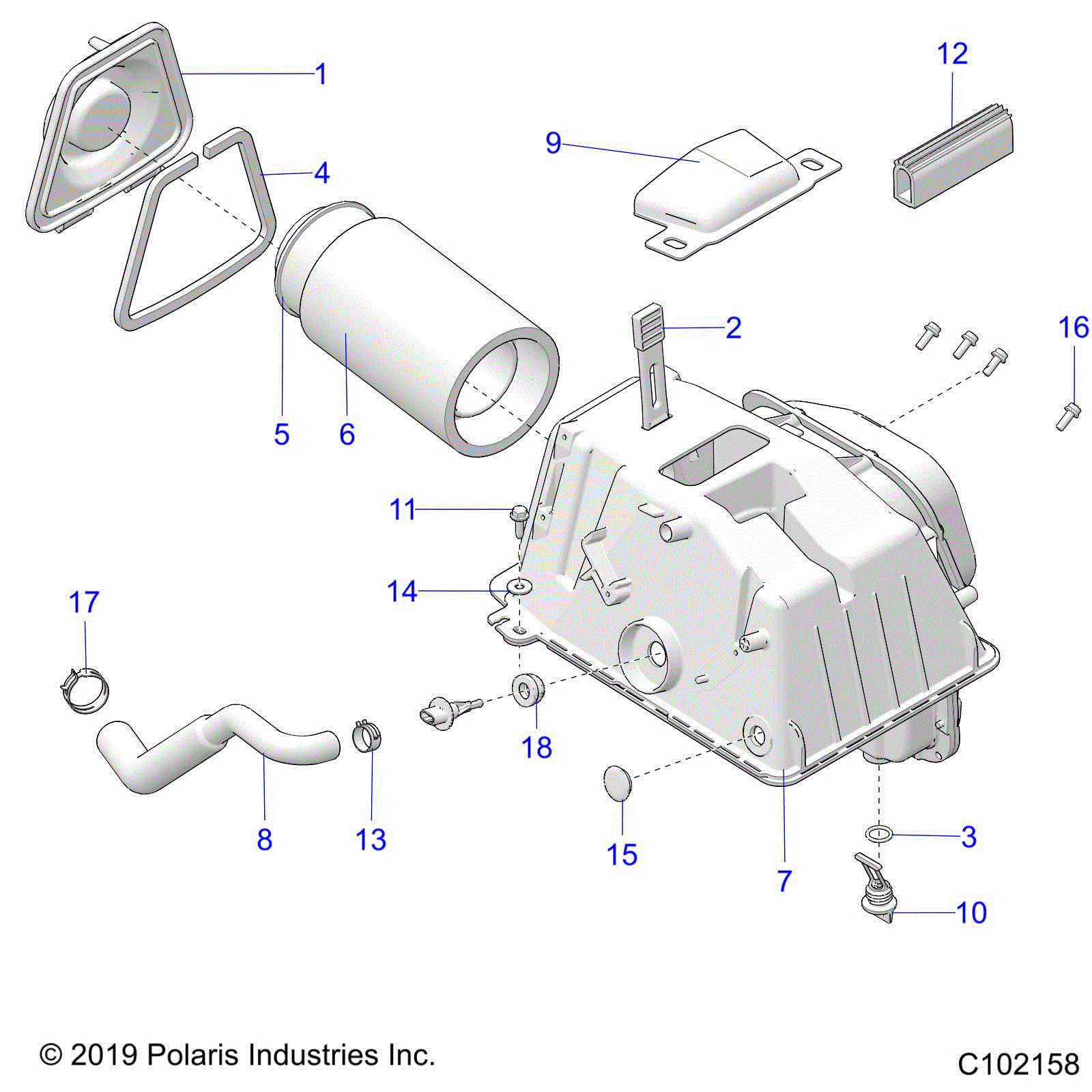 An Image of a Genuine Polaris Parts Schematic Diagram showing the schematic - ENGINE: AIR INTAKE - 2020 POLARIS SPORTSMAN XP 1000 48" TRAIL