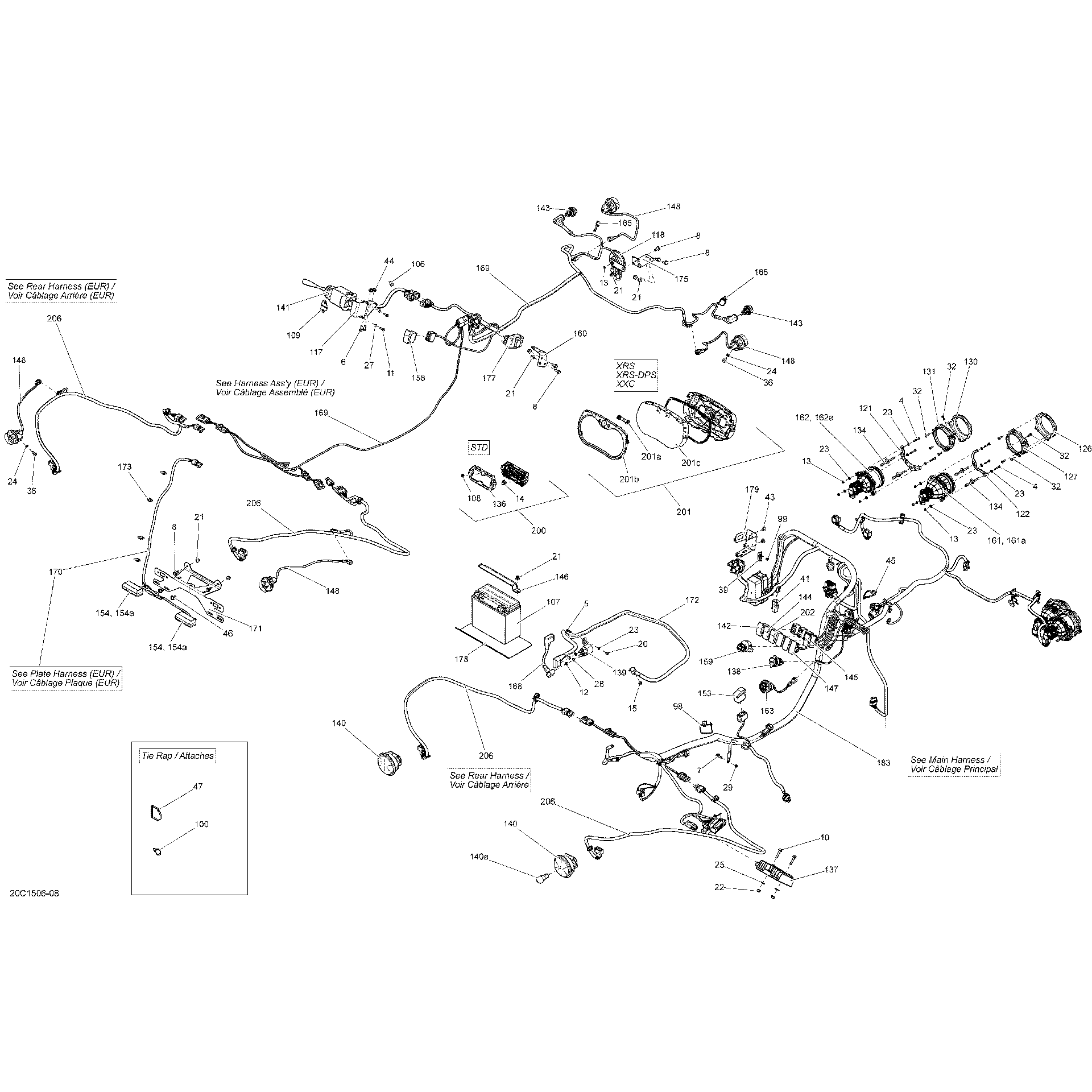 An Image of a Genuine Can-Am Parts Schematic Diagram showing the schematic - ELECTRICAL SYSTEM _20C1506
