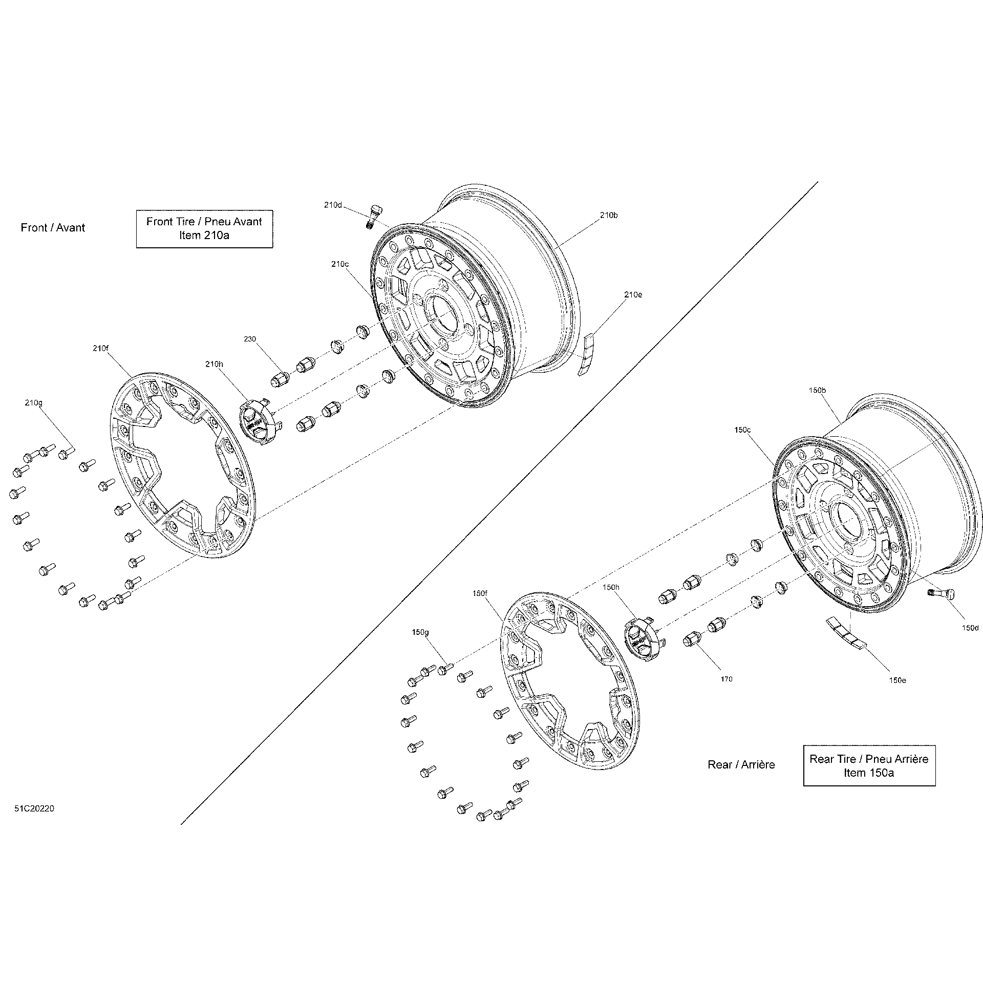 An Image of a Genuine Can-Am Parts Schematic Diagram showing the schematic - WHEELS