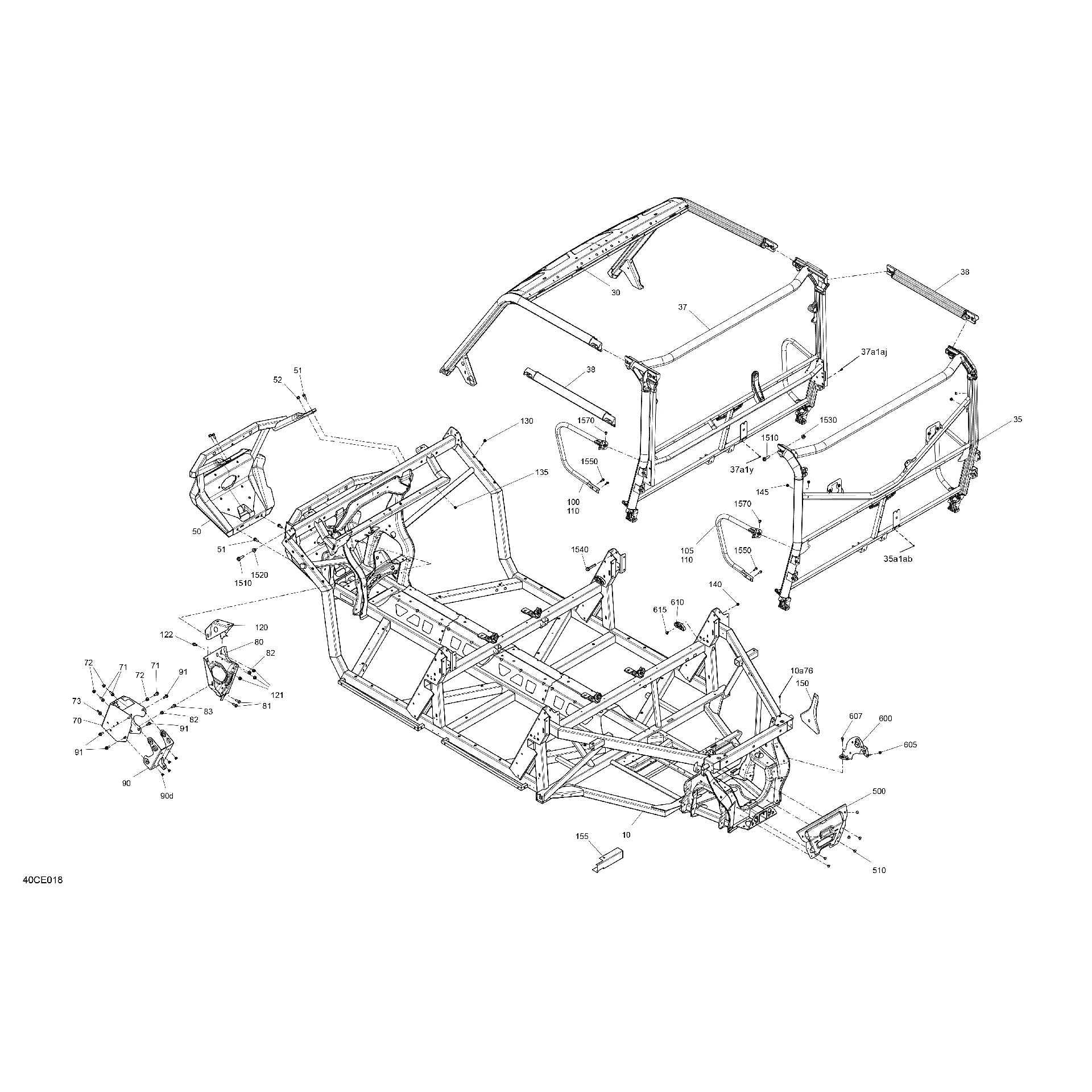 An Image of a Genuine Can-Am Parts Schematic Diagram showing the schematic - FRAME - SYSTEM