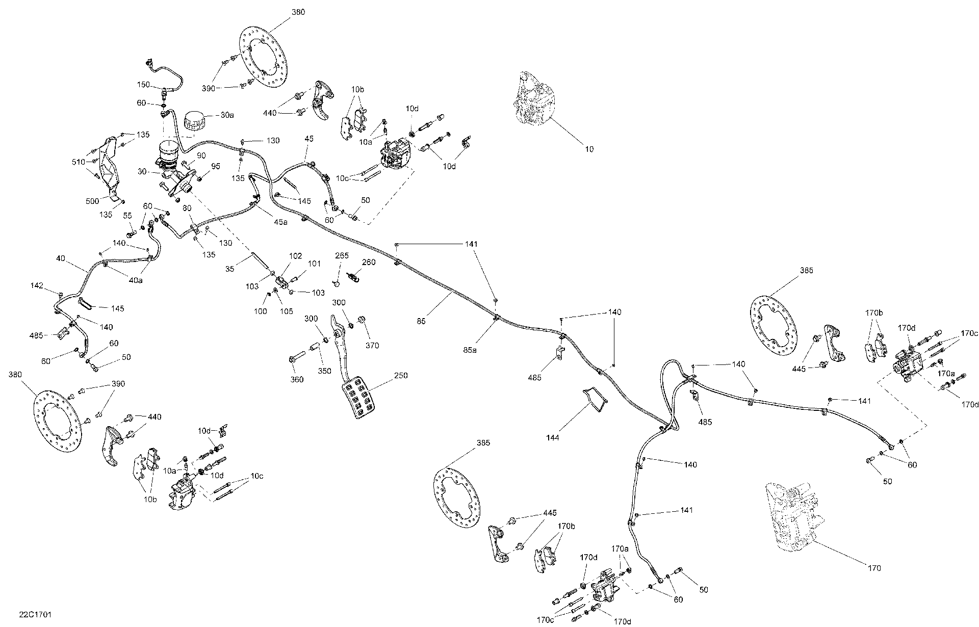 An Image of a Genuine Can-Am Parts Schematic Diagram showing the schematic - BRAKES - ALL MODELS