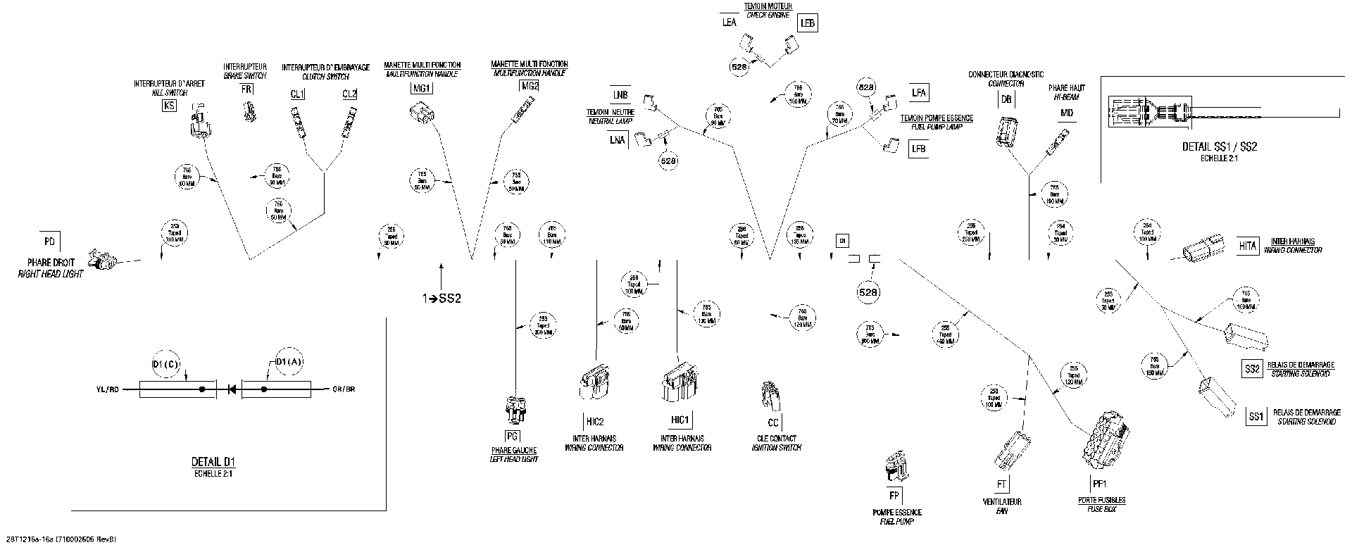 An Image of a Genuine Can-Am Parts Schematic Diagram showing the schematic - MAIN HARNESS FRONT SECTION