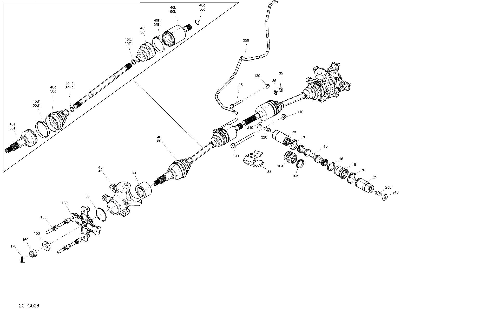 An Image of a Genuine Can-Am Parts Schematic Diagram showing the schematic - DRIVE - FRONT - COMMON PARTS