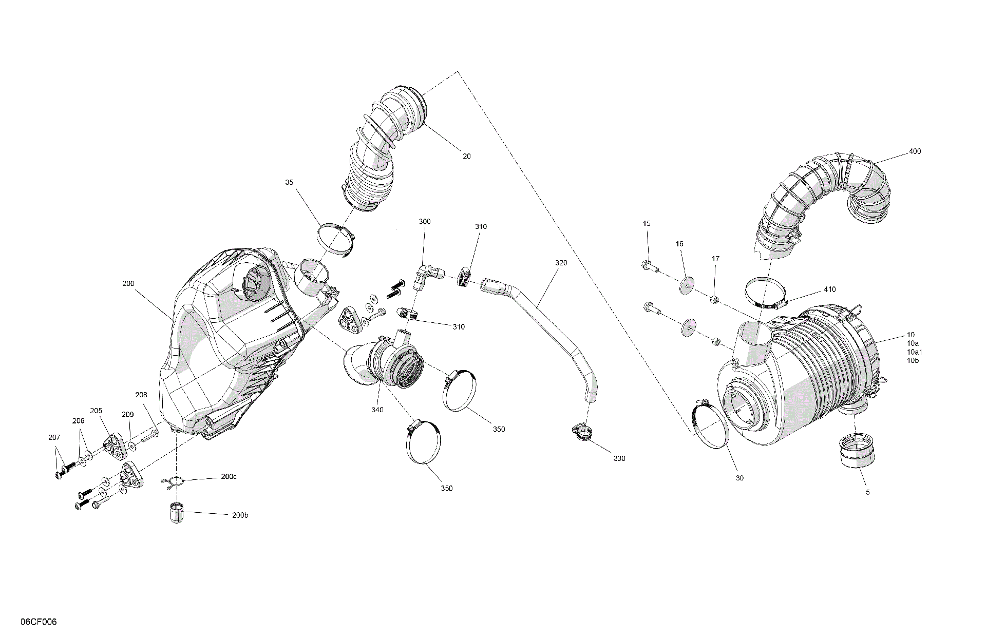 An Image of a Genuine Can-Am Parts Schematic Diagram showing the schematic - ENGINE - AIR INTAKE