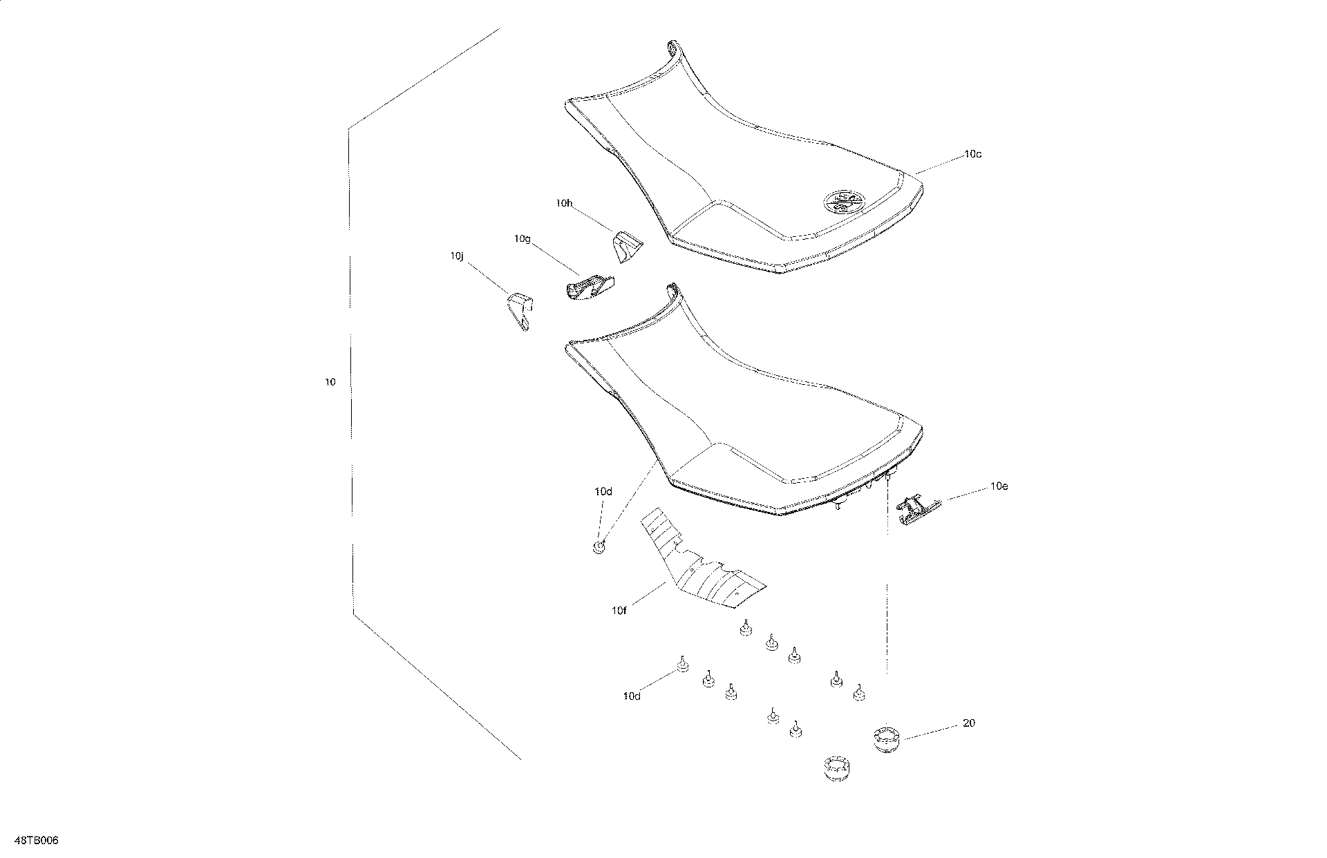 An Image of a Genuine Can-Am Parts Schematic Diagram showing the schematic - BODY - SEAT